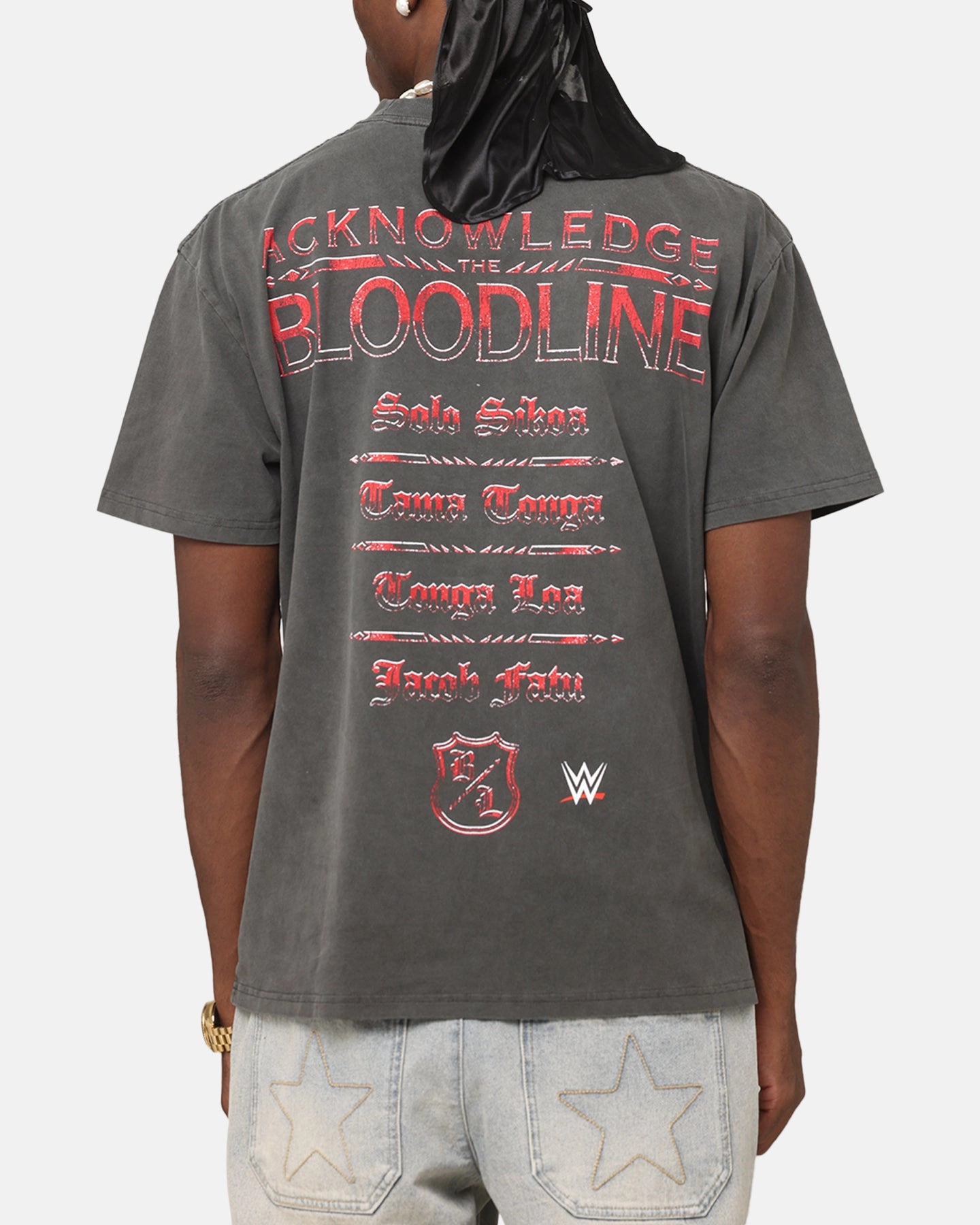 Functional Style Chic Vibe Culture Kings X WWE The Bloodline Heavy T-Shirt Black Wash
