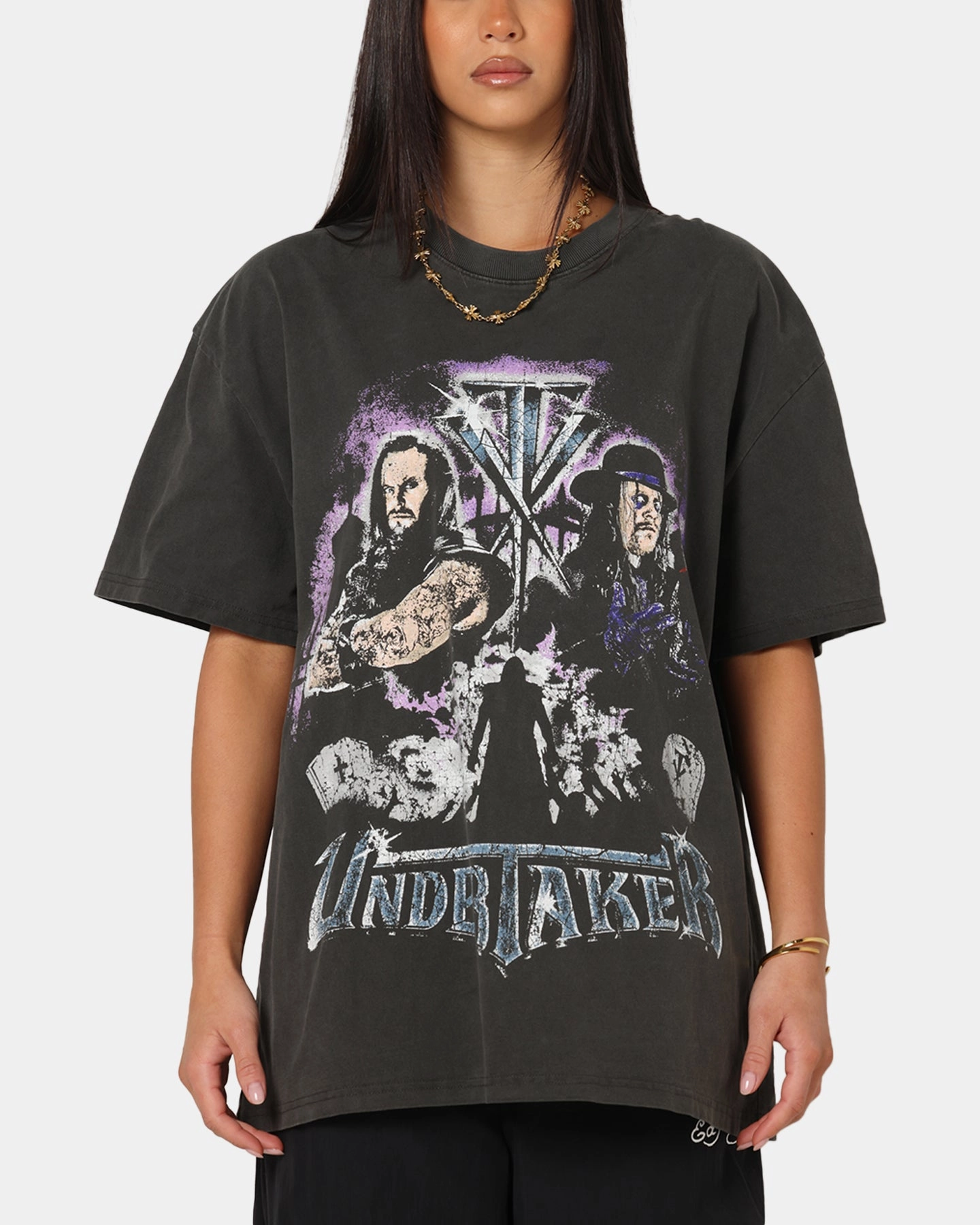 Culture Kings X WWE The Undertaker Summer Slam Heavy T-Shirt Black Wash Quick Drying