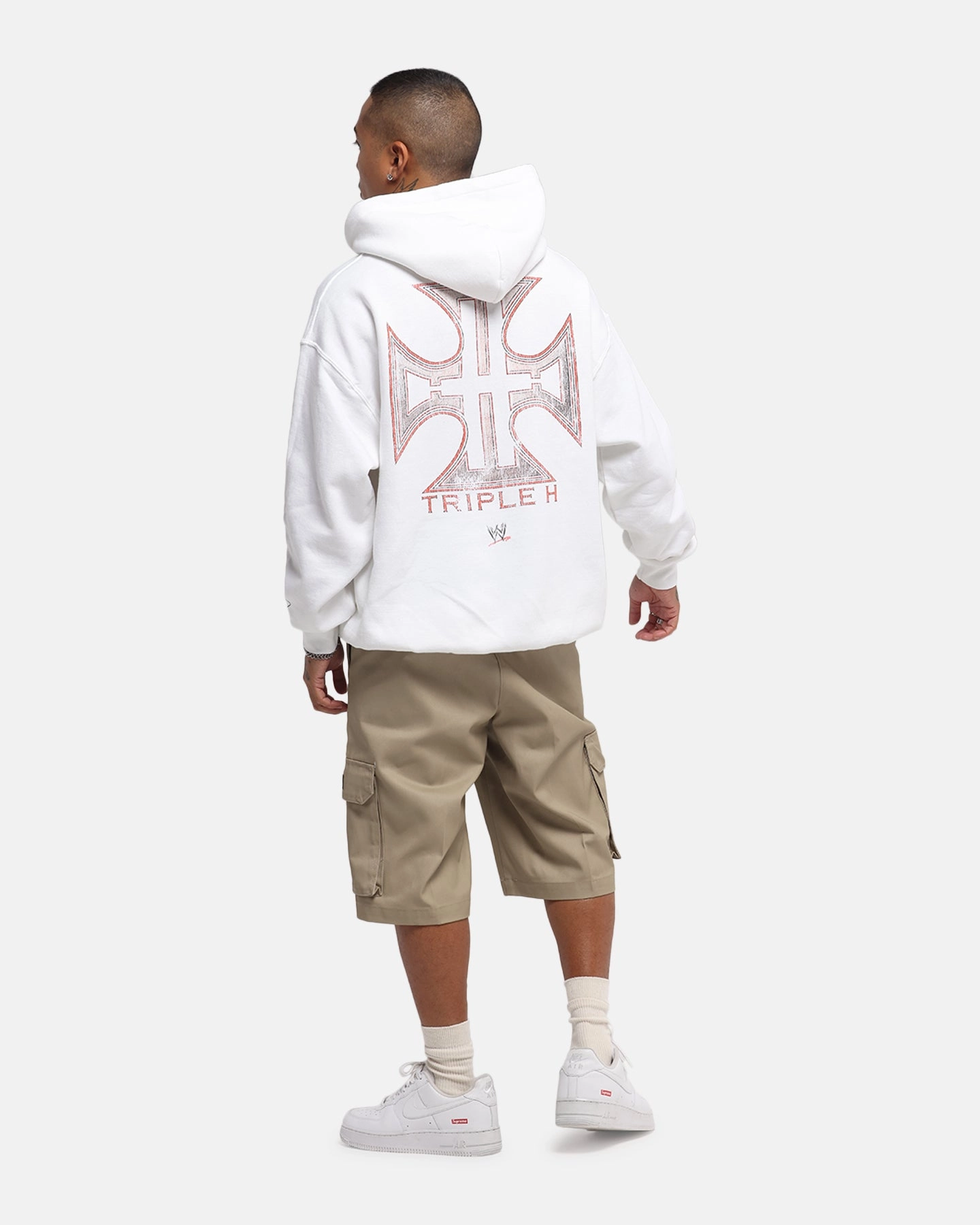 Culture Kings X WWE Triple H Wrestlemania XLI Premium Hoodie White Flex Zone Design
