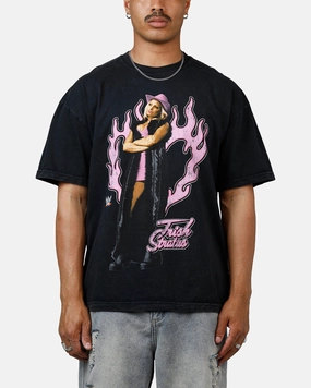 Comfy Apparel Culture Kings X WWE Trish Stratus Wrestlemania XLI Vintage T-Shirt Black Acidwash