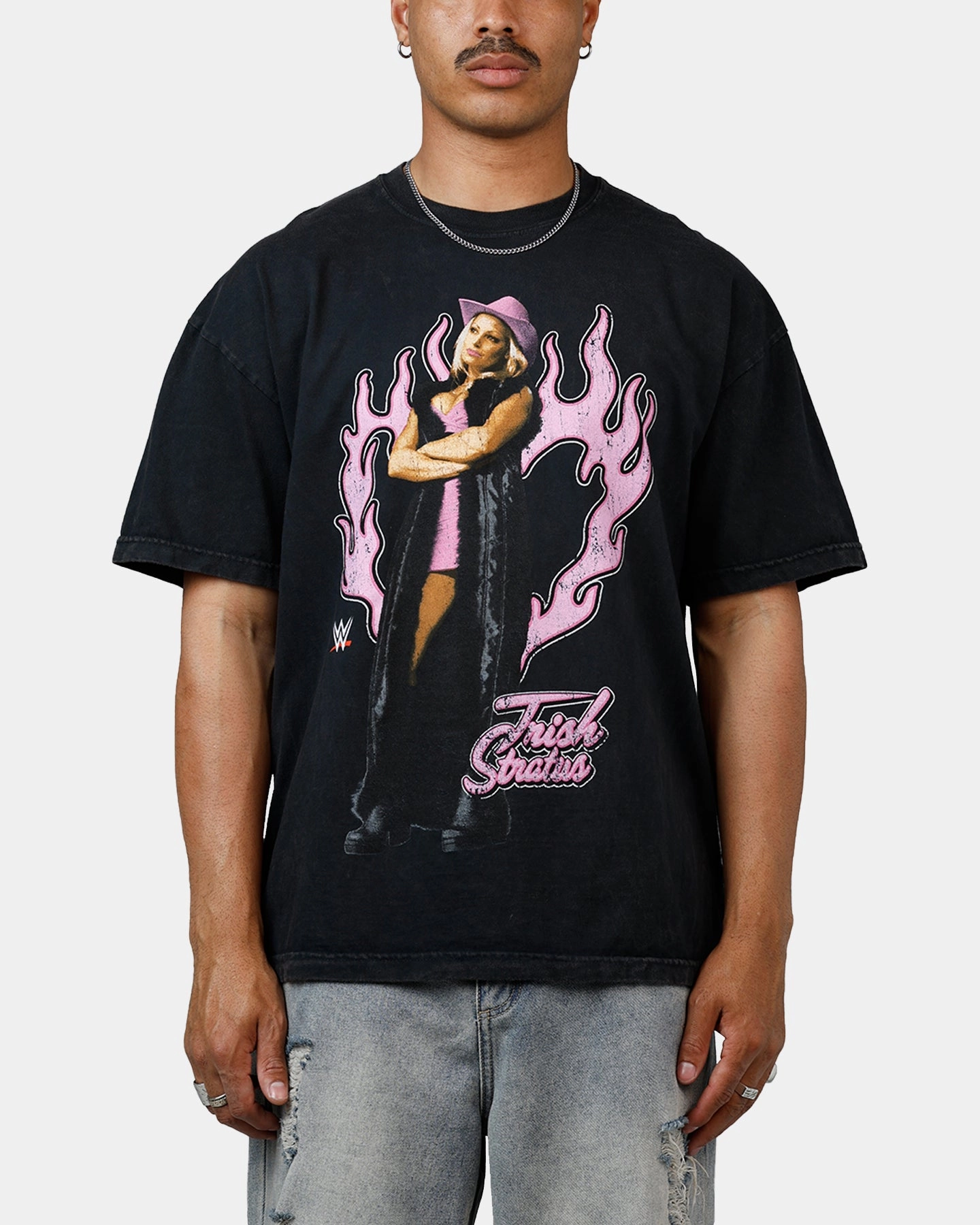Comfy Apparel Culture Kings X WWE Trish Stratus Wrestlemania XLI Vintage T-Shirt Black Acidwash