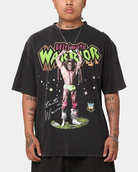 Sporty and Cool Culture Kings X WWE Ultimate Warrior Vintage T-Shirt Black Acidwash