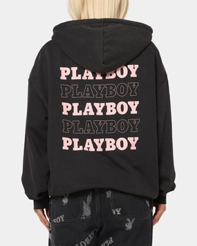 Playboy Stack Washed Hoodie Washed Black Light Insulation Anti Slip Shoulder Pads