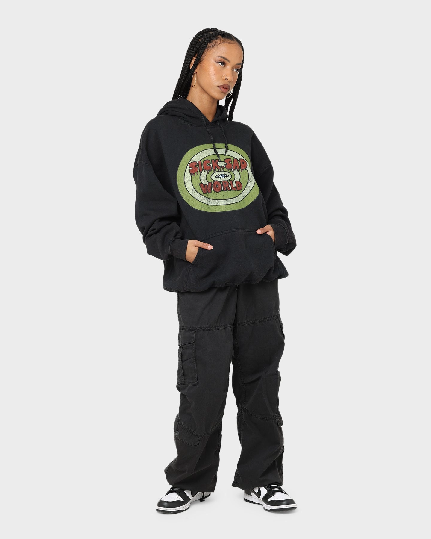 Prayer half-zip American Thrift X Daria Sick Sad World Vintage Hoodie Black Wash