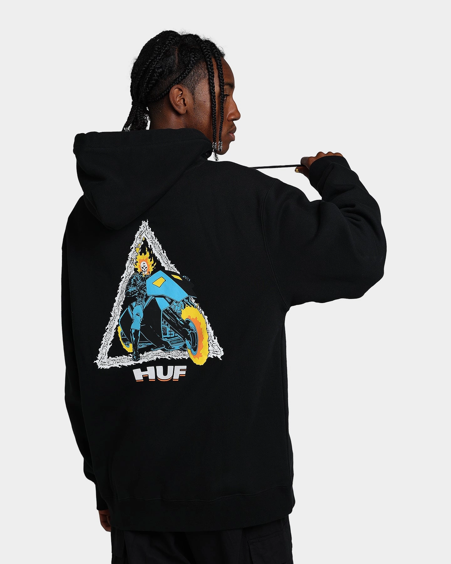 HUF X Marvel Ghost Rider TT Hoodie Black GloveFriendly Cuff Design