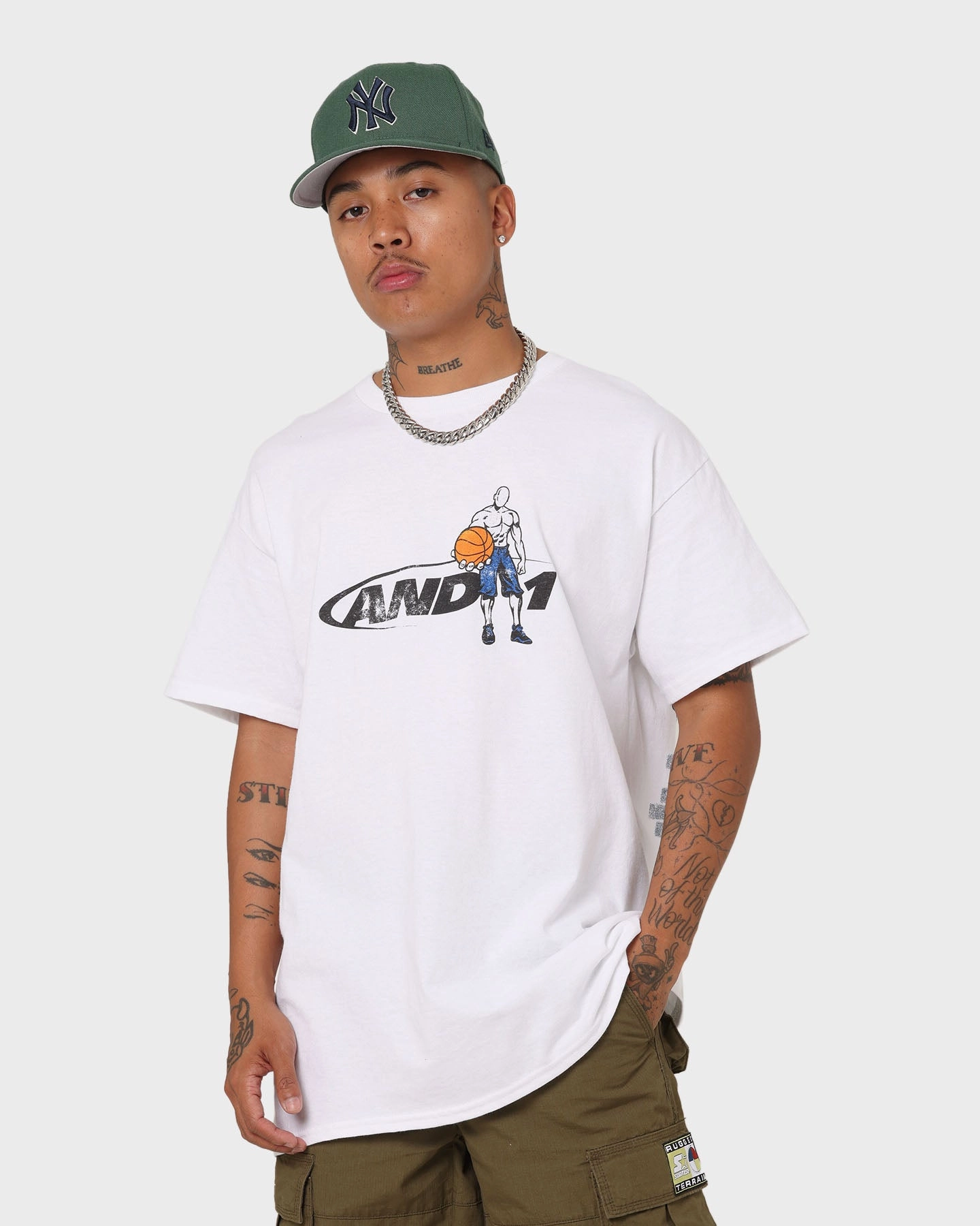 AND1 Respect T-Shirt White GentleWashResistance Basic Layer