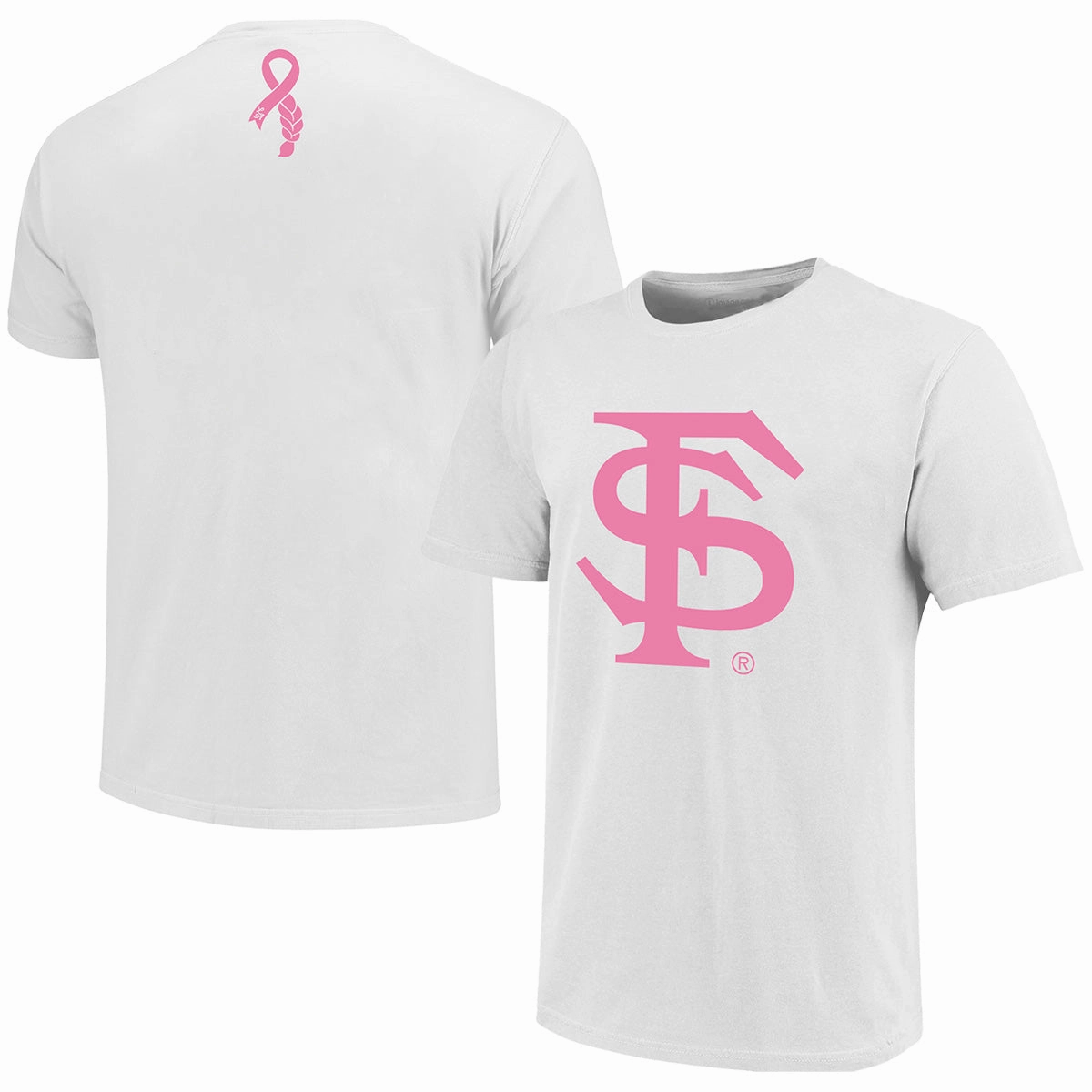Image One Adult/Unisex Interlocking FS/Lonni Breast Cancer Hair Braid Short Sleeve T-Shirt - White Casual Elegance Crew neck classic