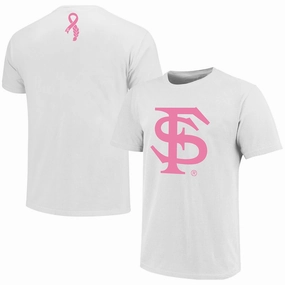Image One Adult/Unisex Interlocking FS/Lonni Breast Cancer Hair Braid Short Sleeve T-Shirt - White Casual Elegance Crew neck classic