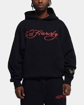 heavy - weight standard model Ed Hardy Cherry Hoodie Black