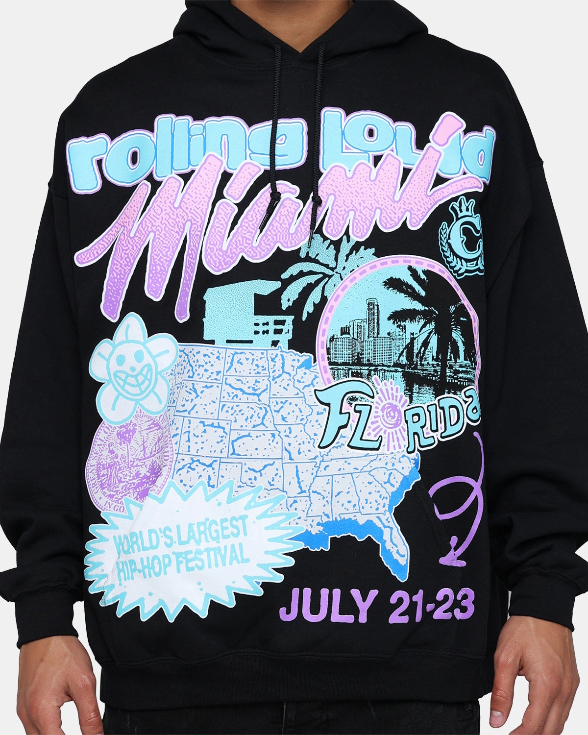 popular among teenagers City Ready Rolling Loud Miami '23 Hoodie Black