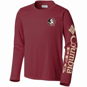Columbia Youth Seminoles Terminal Tackle Long Sleeve Performance T-Shirt - Garnet Outdoor Trend Look Matte Look