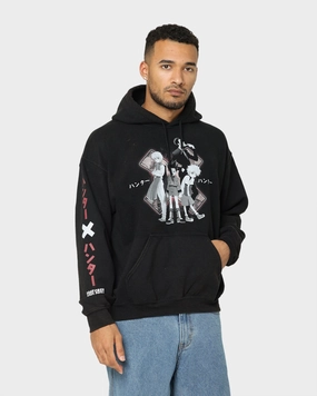 Drop Shoulder Cut Goat Crew X Hunter X Hunter Vintage Hoodie Black Wash
