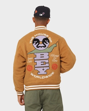 Obey Time Varsity Jacket Brown clean design outdoor barbecue