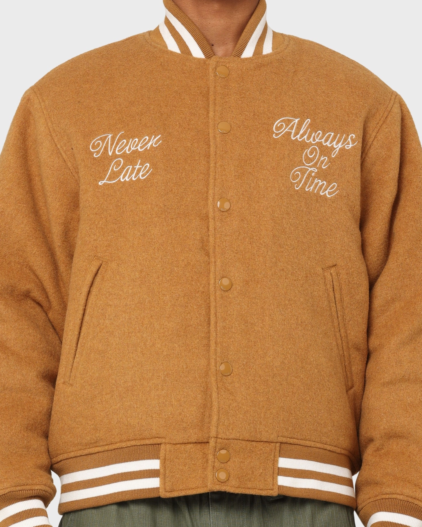 Halloween costume Obey Time Varsity Jacket Brown