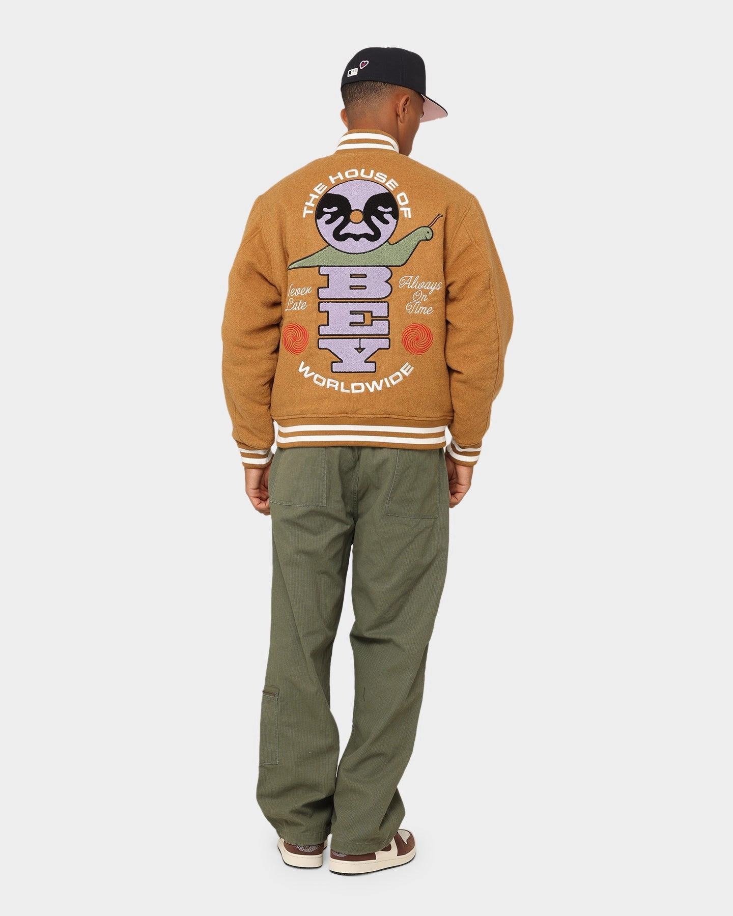 Obey Time Varsity Jacket Brown Perfume Office
