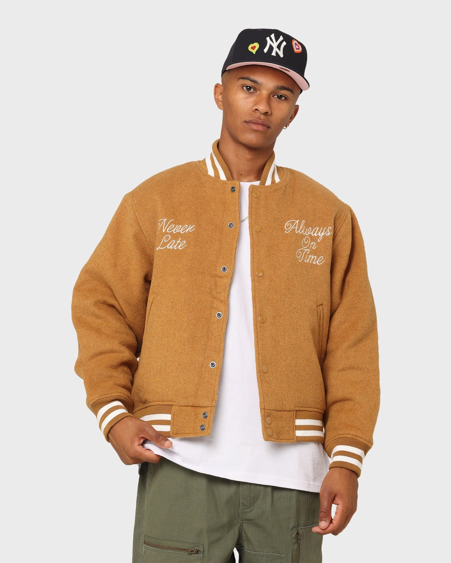 hat Cozy Jacket Obey Time Varsity Jacket Brown