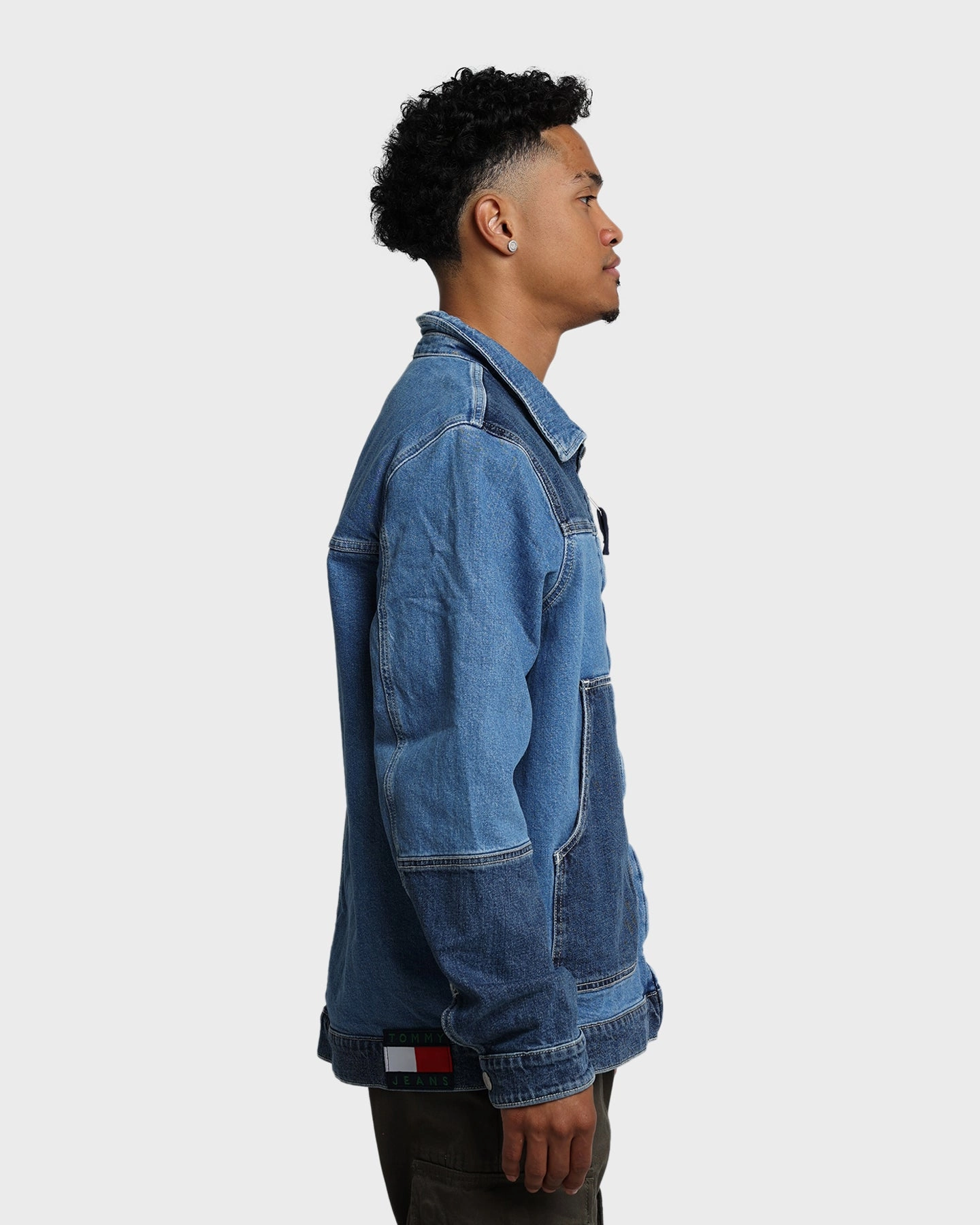 Ribbed Cuffs Tommy Jeans TJM Panel Zip Denim Jacket Denim Light