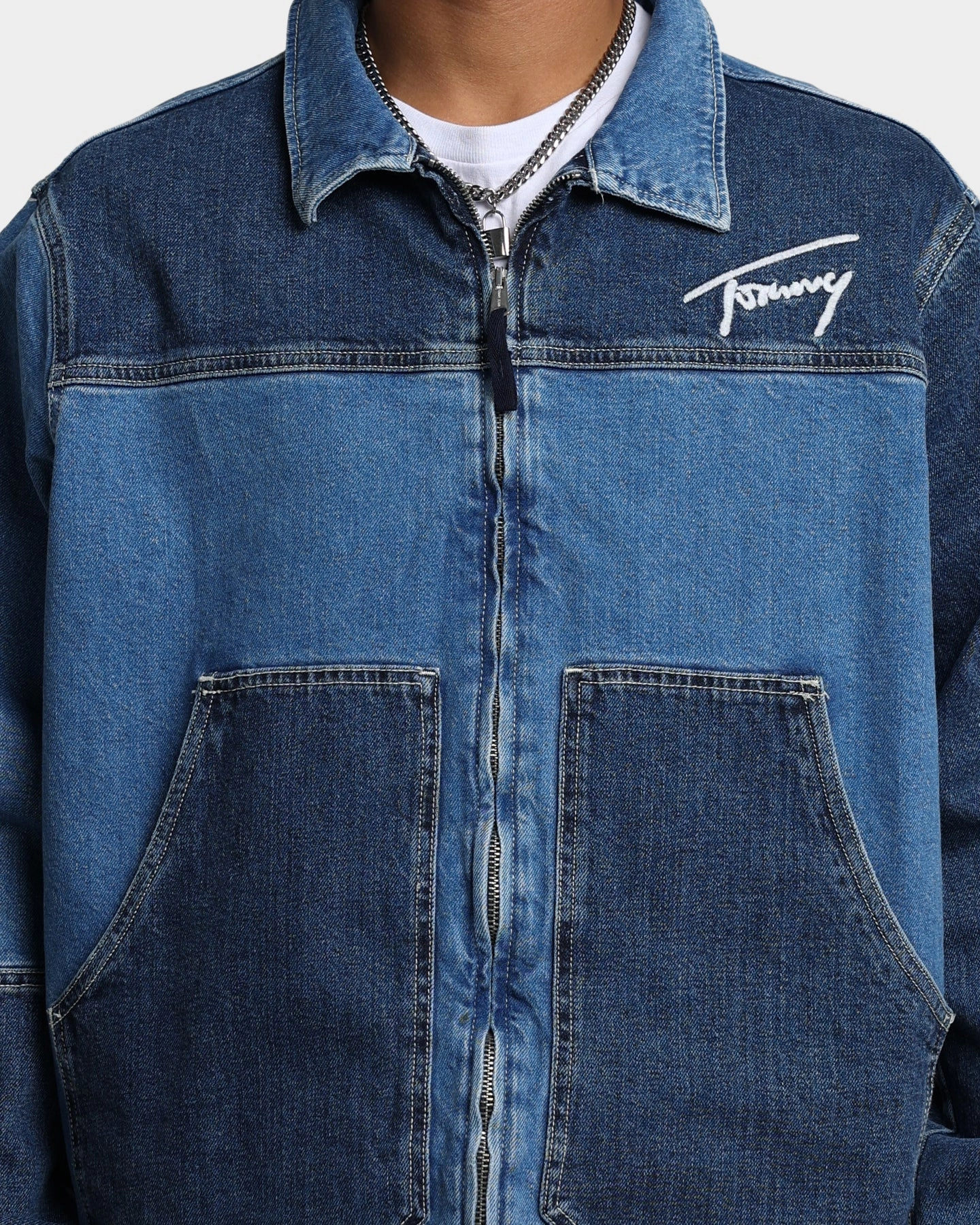 Tommy Jeans TJM Panel Zip Denim Jacket Denim Light Guard