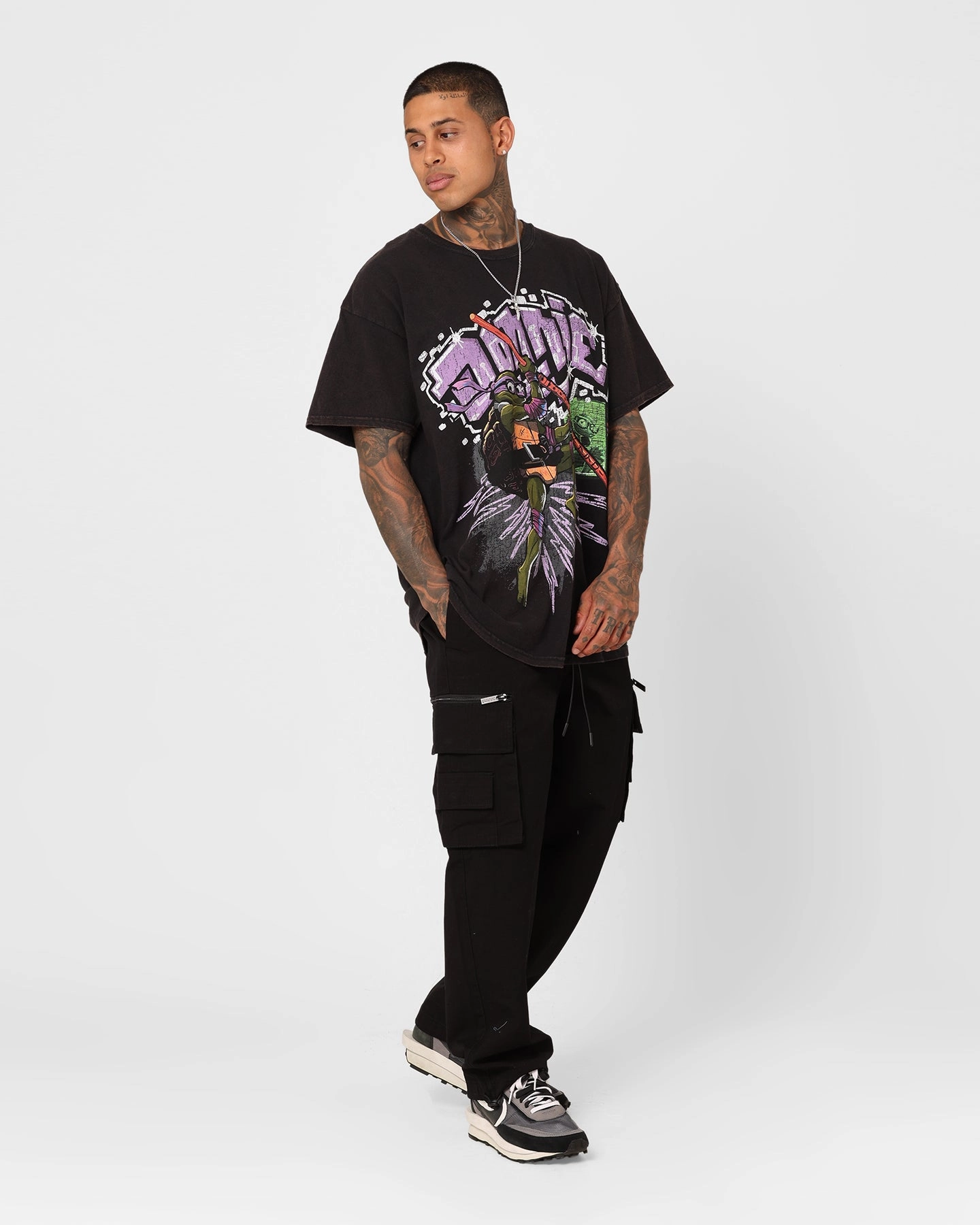 DurableStitching Everyday Fashion Look Goat Crew X Teenage Mutant Ninja Turtles Donatello Vintage T-Shirt Vintage Black