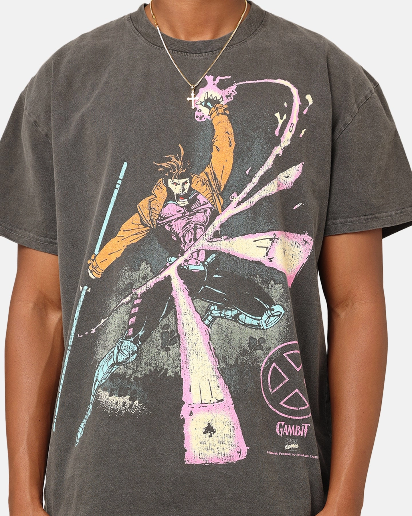 Marvel X-Men Gambit Heavyweight T-Shirt Black Wash Minimalist Comfort