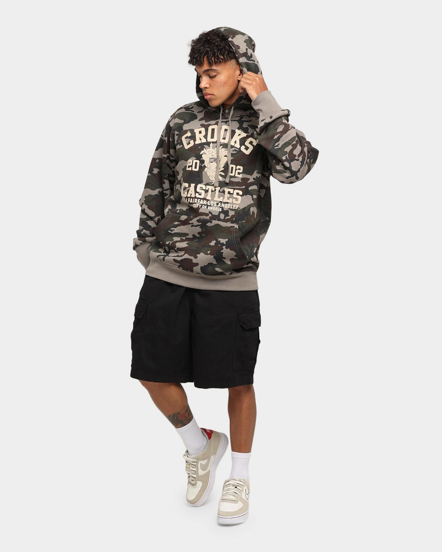 Crooks & Castles Fairfax Varsity Hoodie Camo Zippered Closure Vision