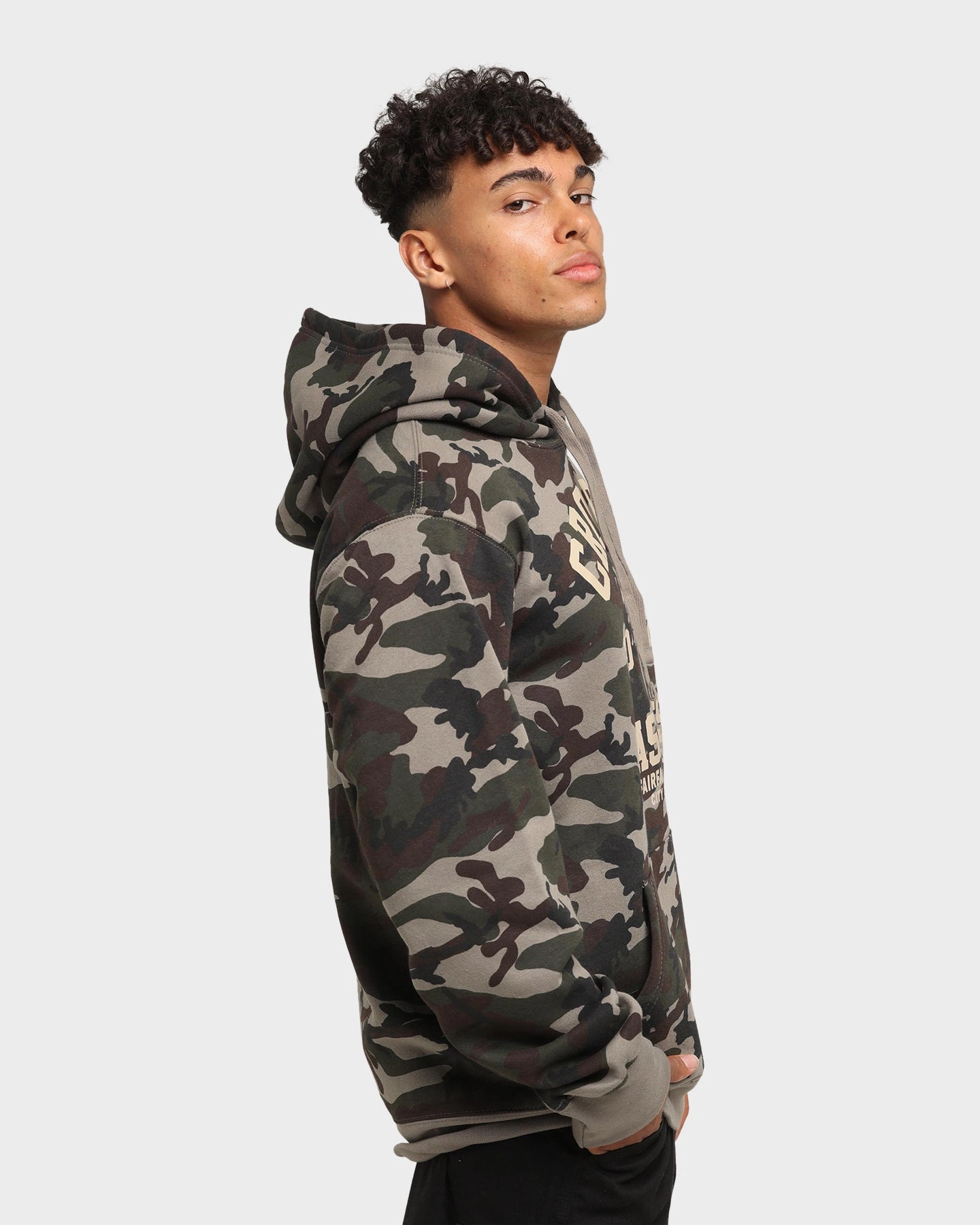 Crooks & Castles Fairfax Varsity Hoodie Camo Slim Profile Fray Resistant Finish