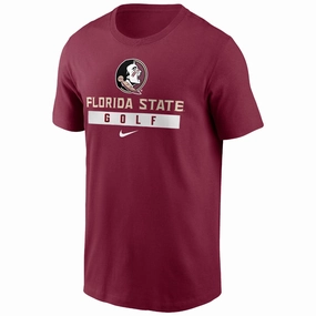 Nike Men's Seminole Logo Florida State Golf Design Short Sleeve Cotton T-shirt - Garnet Fashion Fit Travel Style