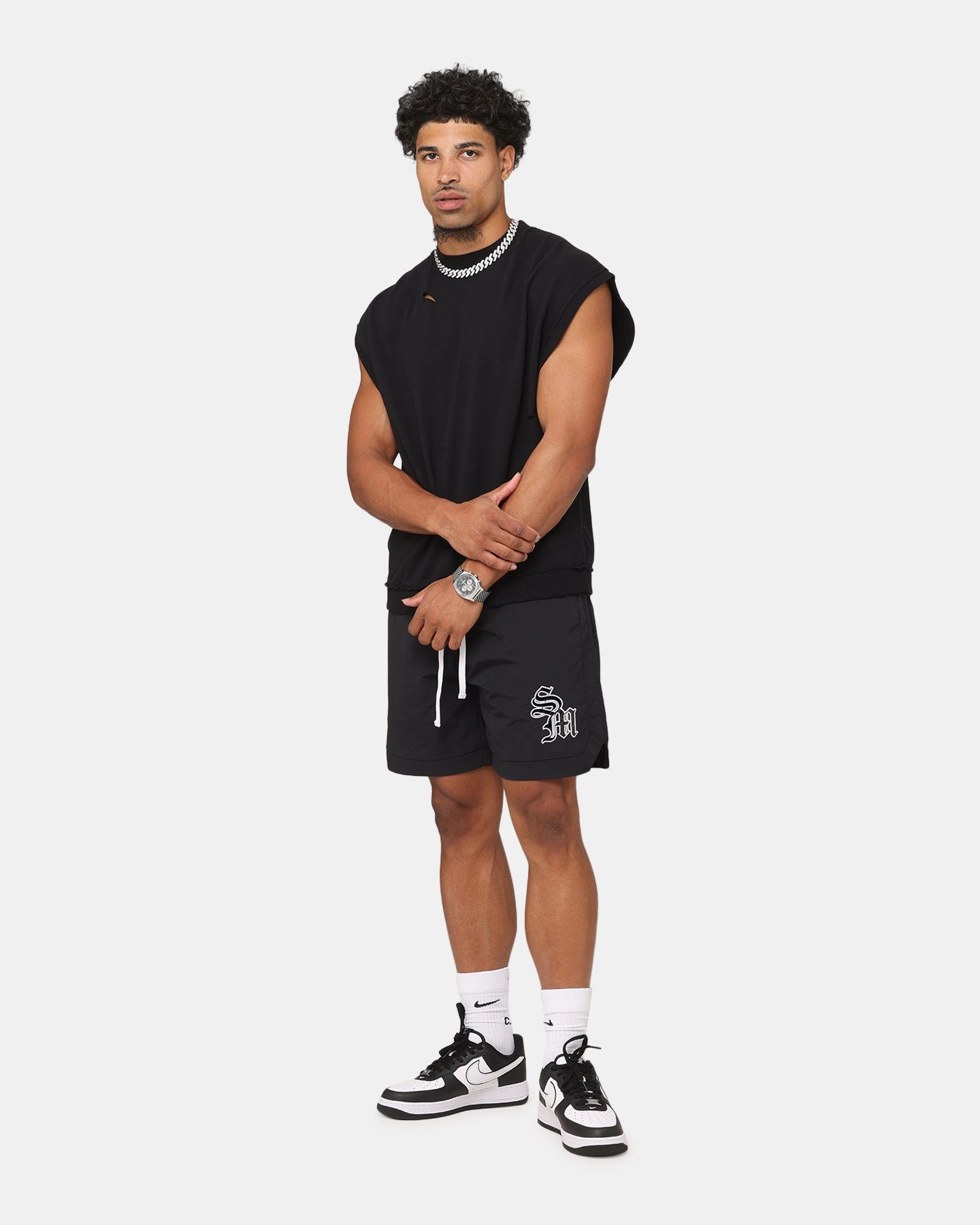 OdorResistantTechnology Smart Outfit Saint Morta Premium Cut Off Sweat Shirt Black
