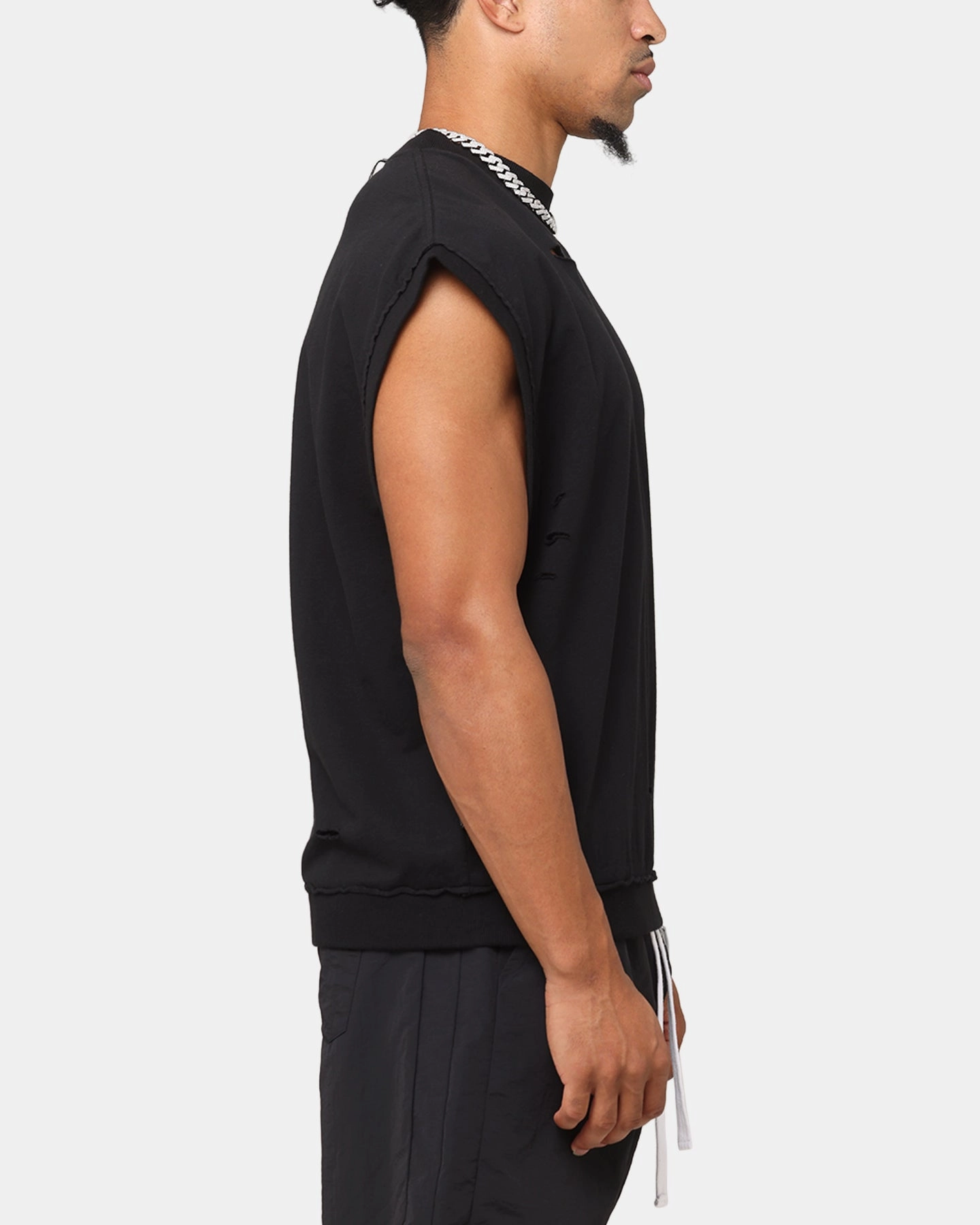 Holiday Wear Travel Outfit Saint Morta Premium Cut Off Sweat Shirt Black