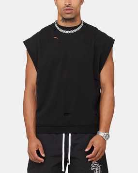 Sporty Comfort Chill Wear Saint Morta Premium Cut Off Sweat Shirt Black