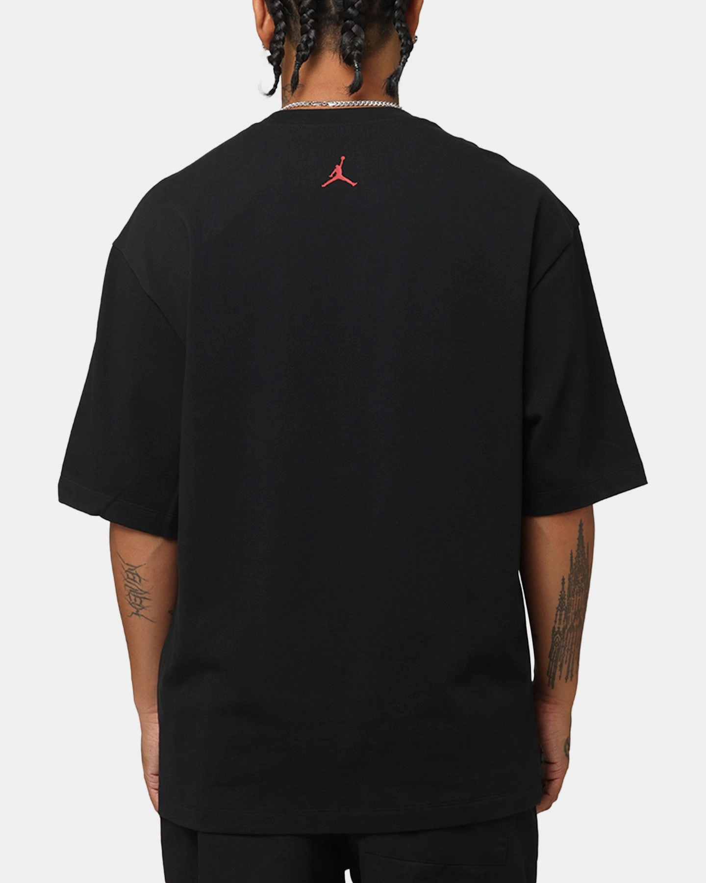 Sporty Style Classic Layer Jordan Brand Sneaker Patch Crewneck T-Shirt Black/Varsity Red