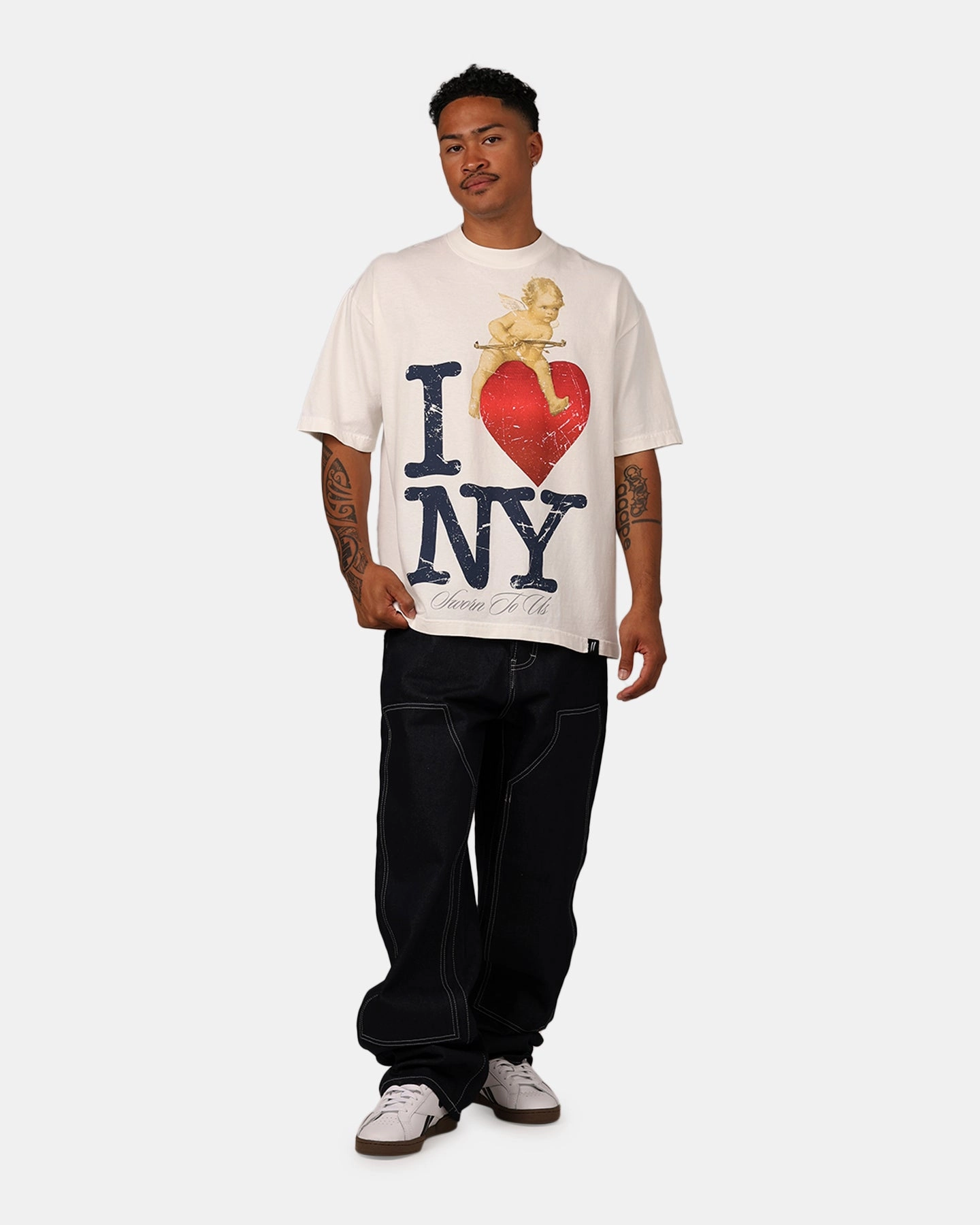 Sworn To Us I Love NY T-Shirt Eggshell Washable fabric Biodegradable Options