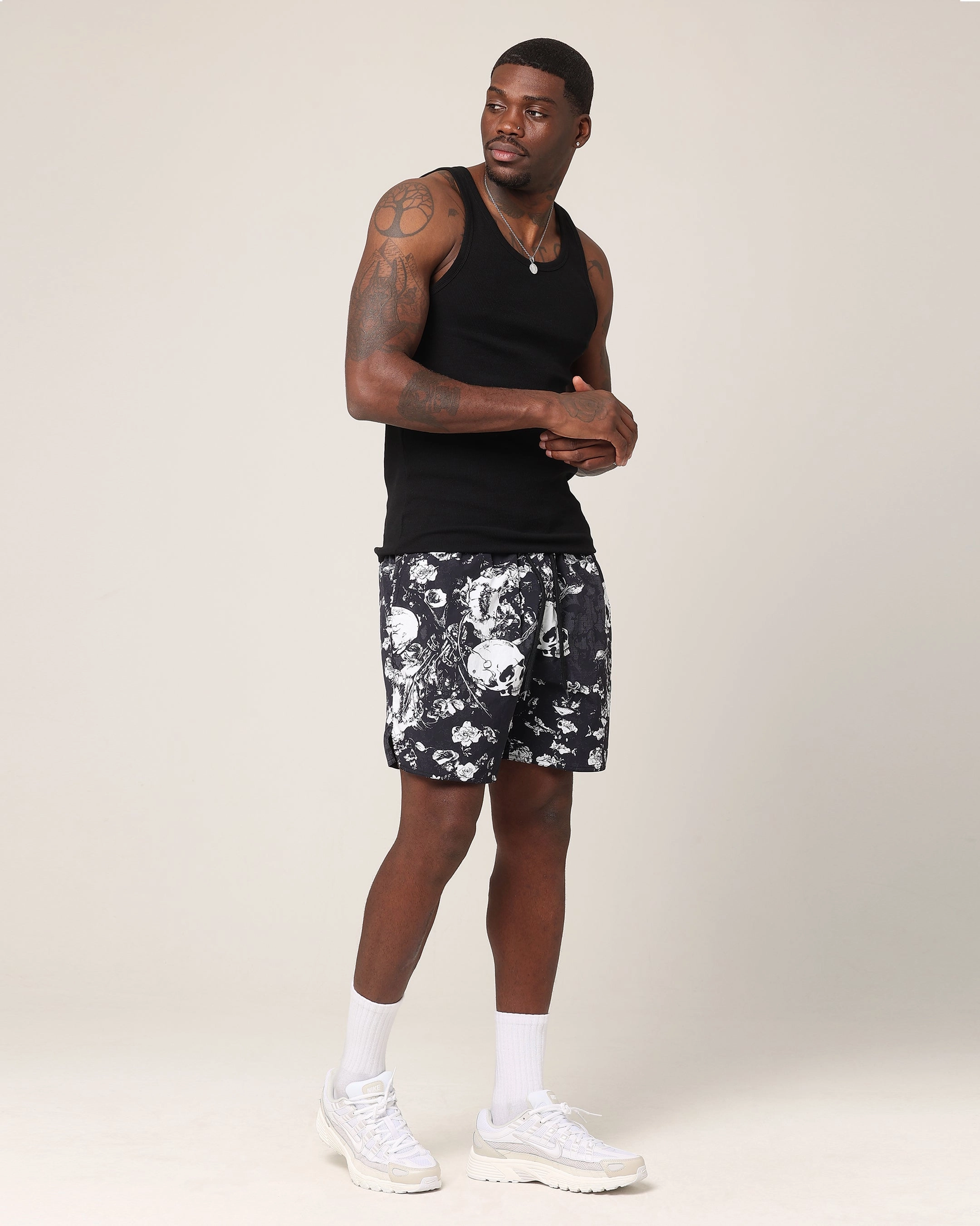 Beach Vacation All Day Saint Morta Undying Beach Shorts Black/White