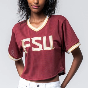Trendy Basics Stylish and Comfortable Established & Co Women's FSU Pullover Crop Jersey - Garnet