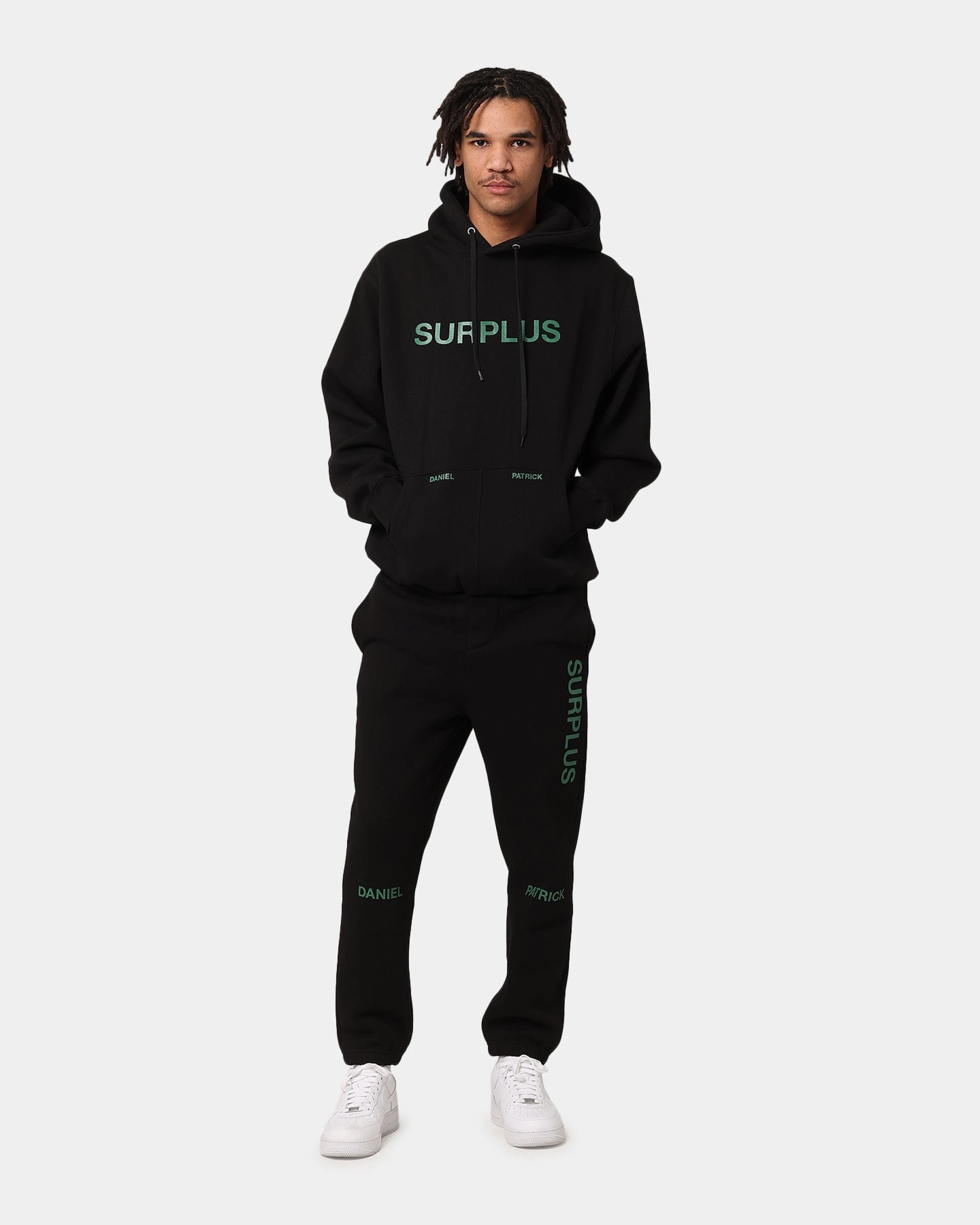 Daniel Patrick Surplus Logo Hoodie Black/Hunter Green Nail-polish Hiking Jacket