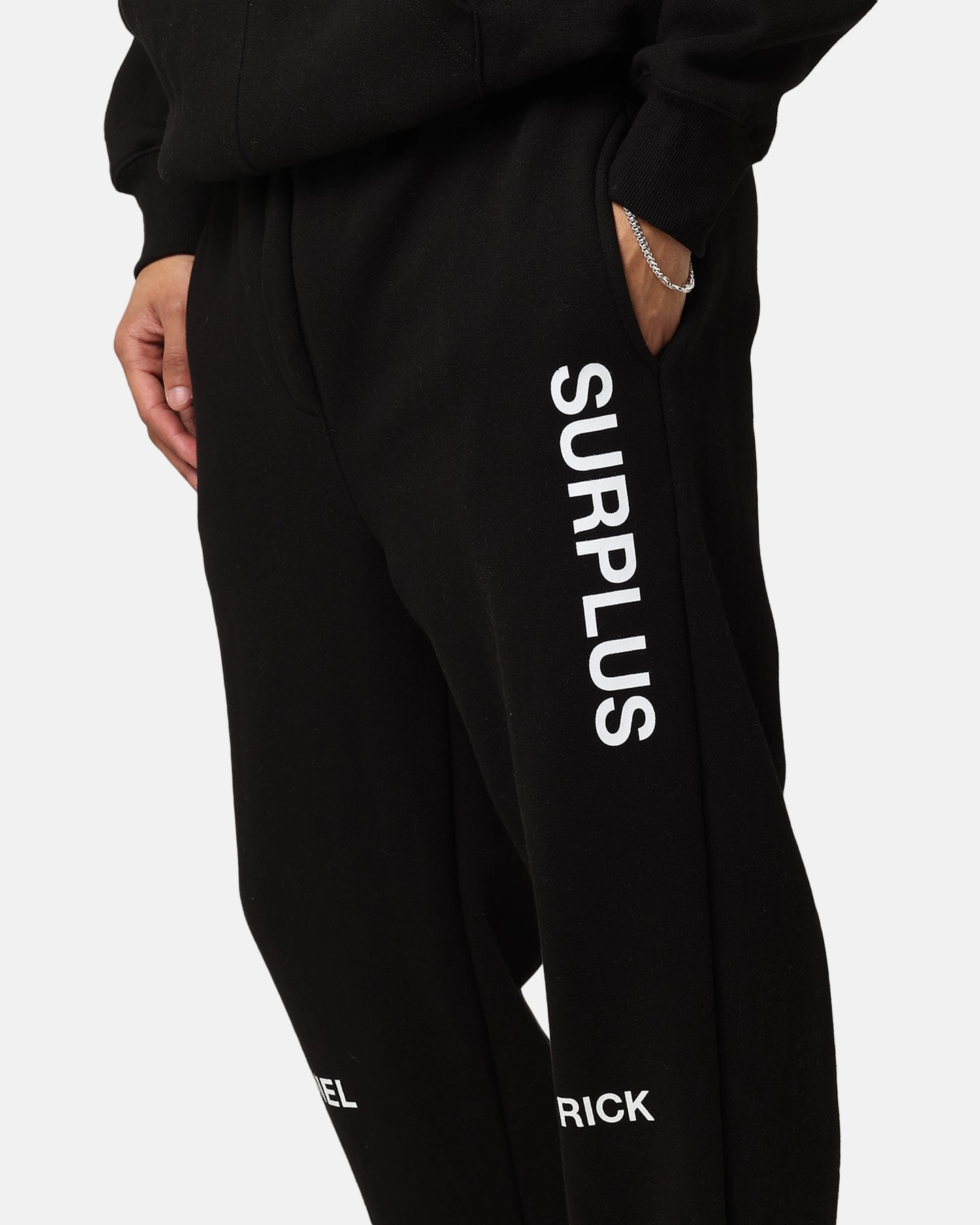 Daniel Patrick Surplus Logo Sweatpants Black Lightweight Fabric