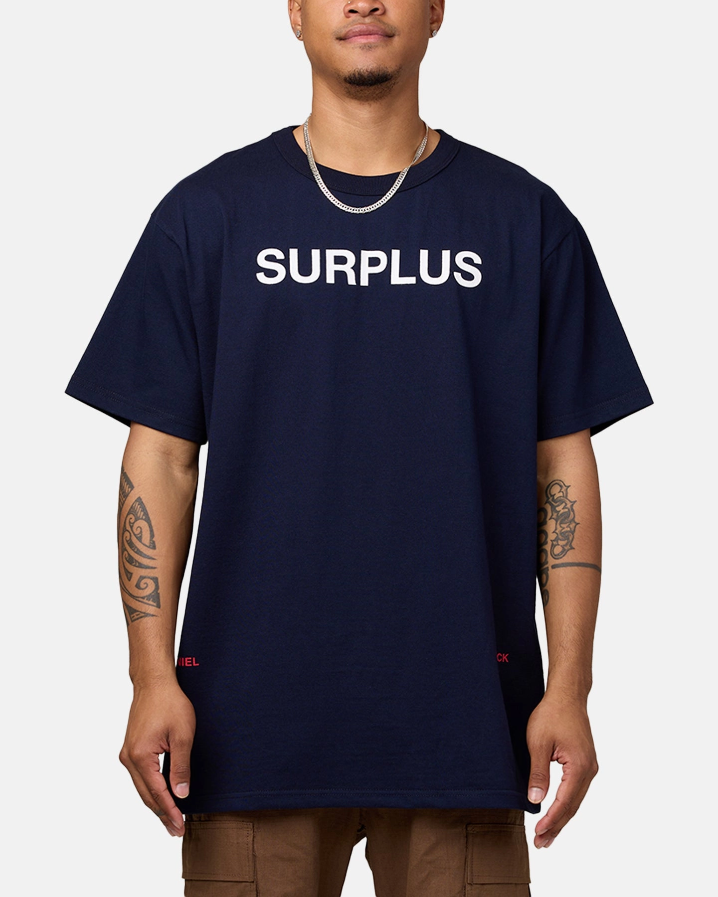 Daniel Patrick Surplus Logo T-Shirt Navy/Cream/Red Oeko Tex Certified Perfect For Relaxing