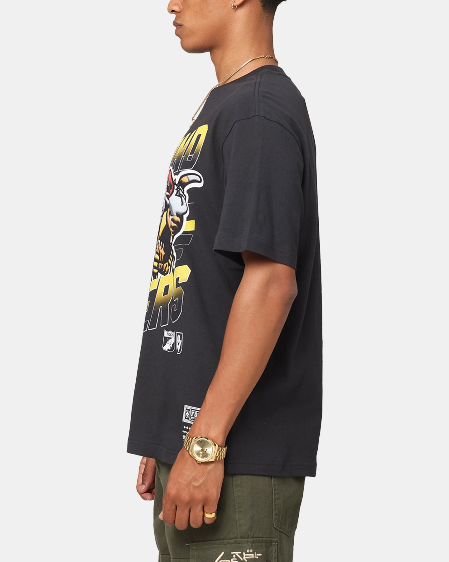 Mitchell & Ness Richmond Tigers Mascot Character T-Shirt Faded Black Linen blend