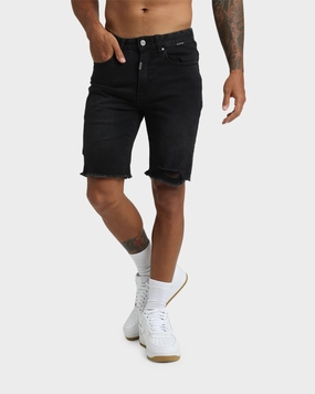 baseball uniform low waisted Dead Studios Riot Denim Shorts Washed Black
