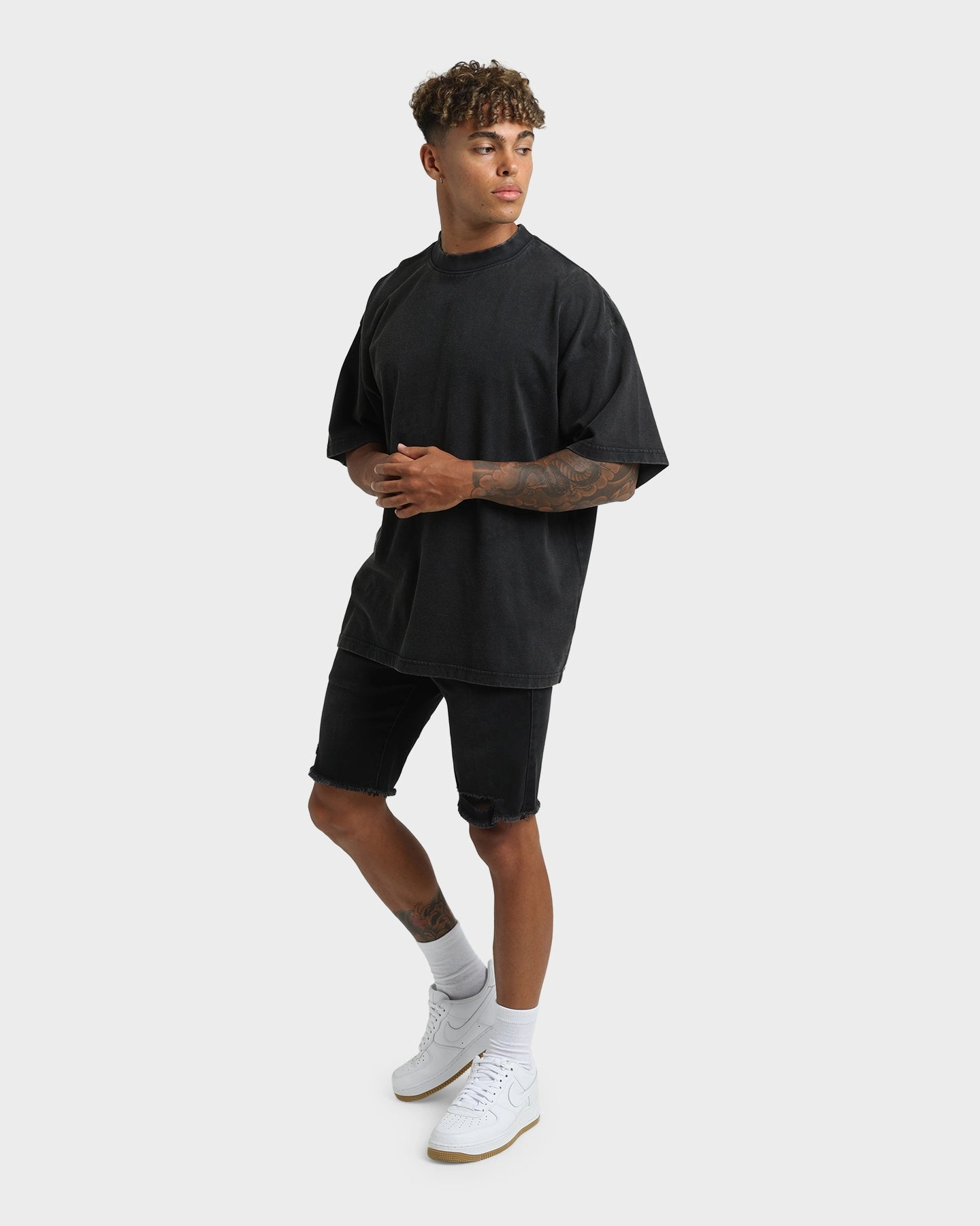 Dead Studios Riot Denim Shorts Washed Black Flexible Side Panels fall shorts