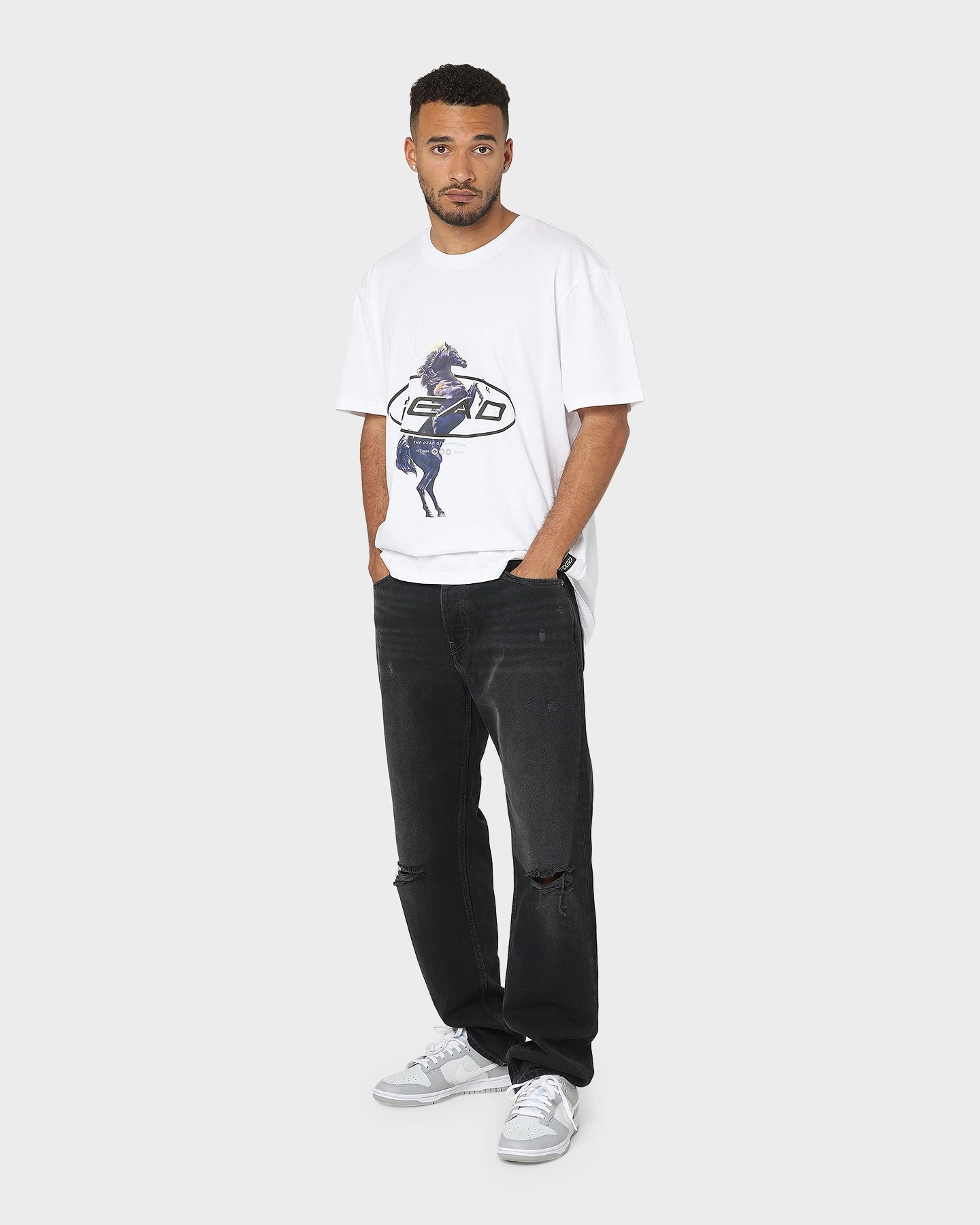 Chilly Day Comfort Layered Collar Dead Studios Till We Ride T-Shirt White/Black