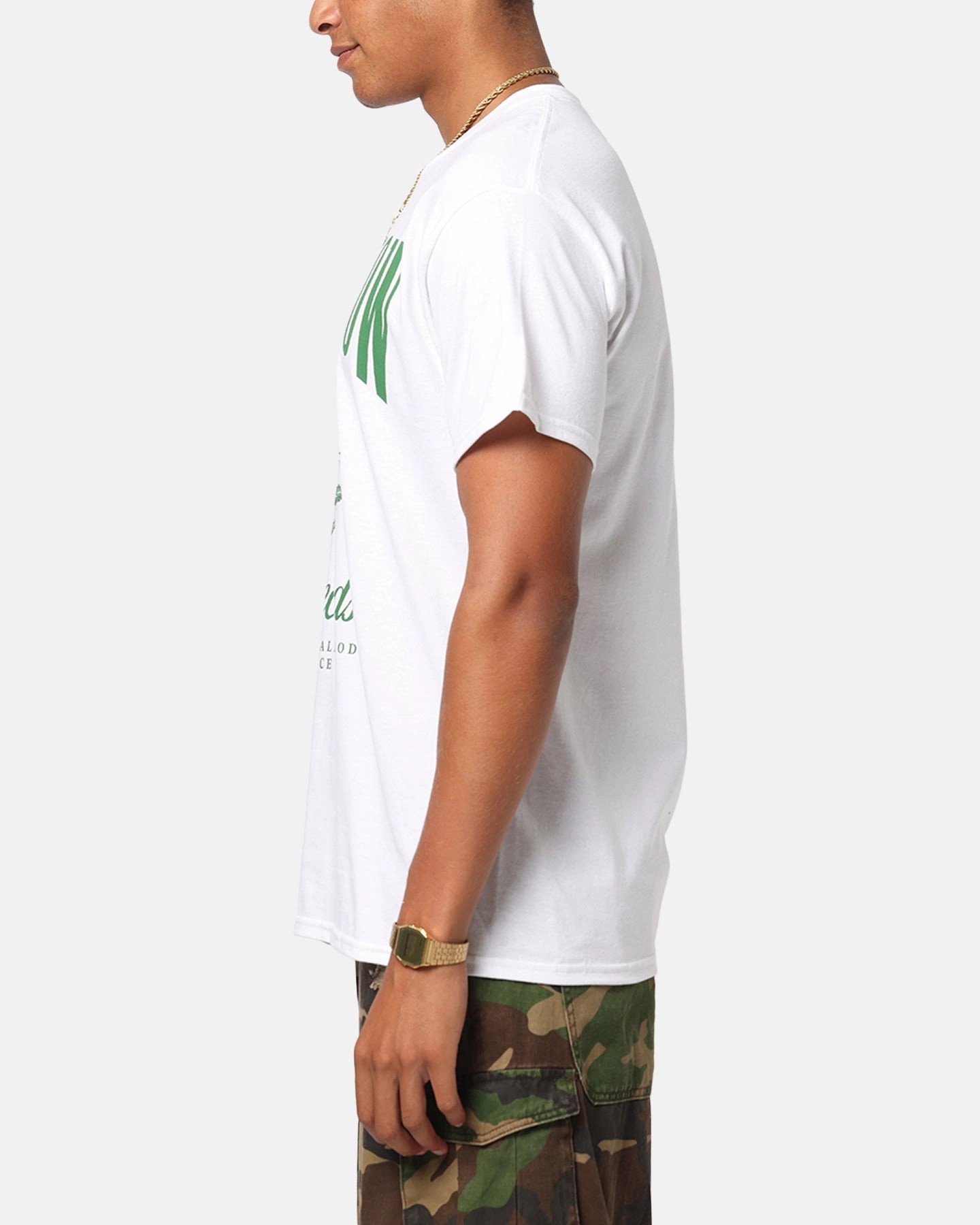 Sporty Comfort Wear Basic Top Deathrow Records High Life T-Shirt White