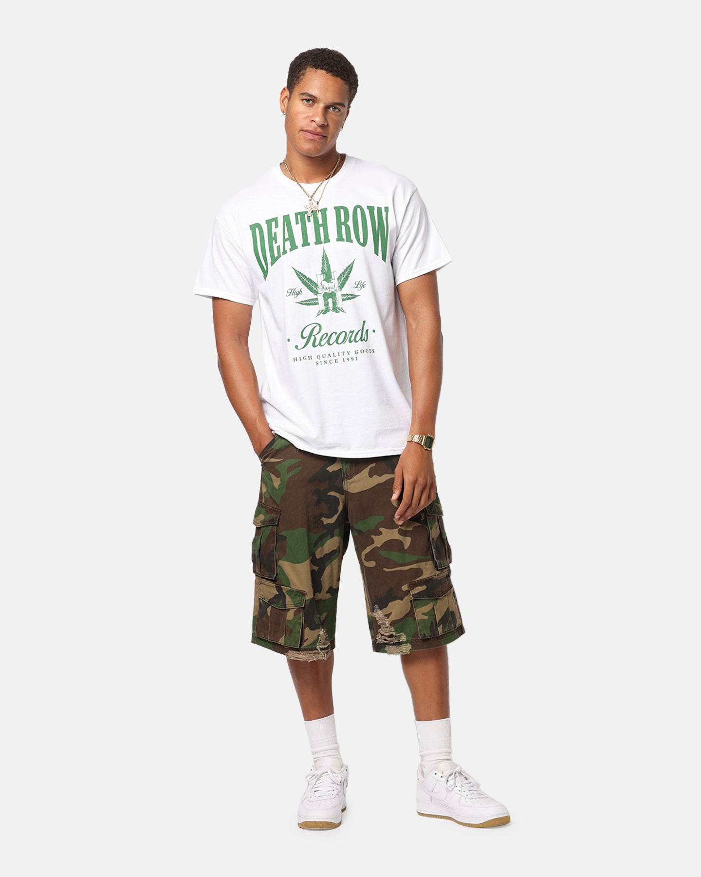 Trendy Vibes Wear Deathrow Records High Life T-Shirt White