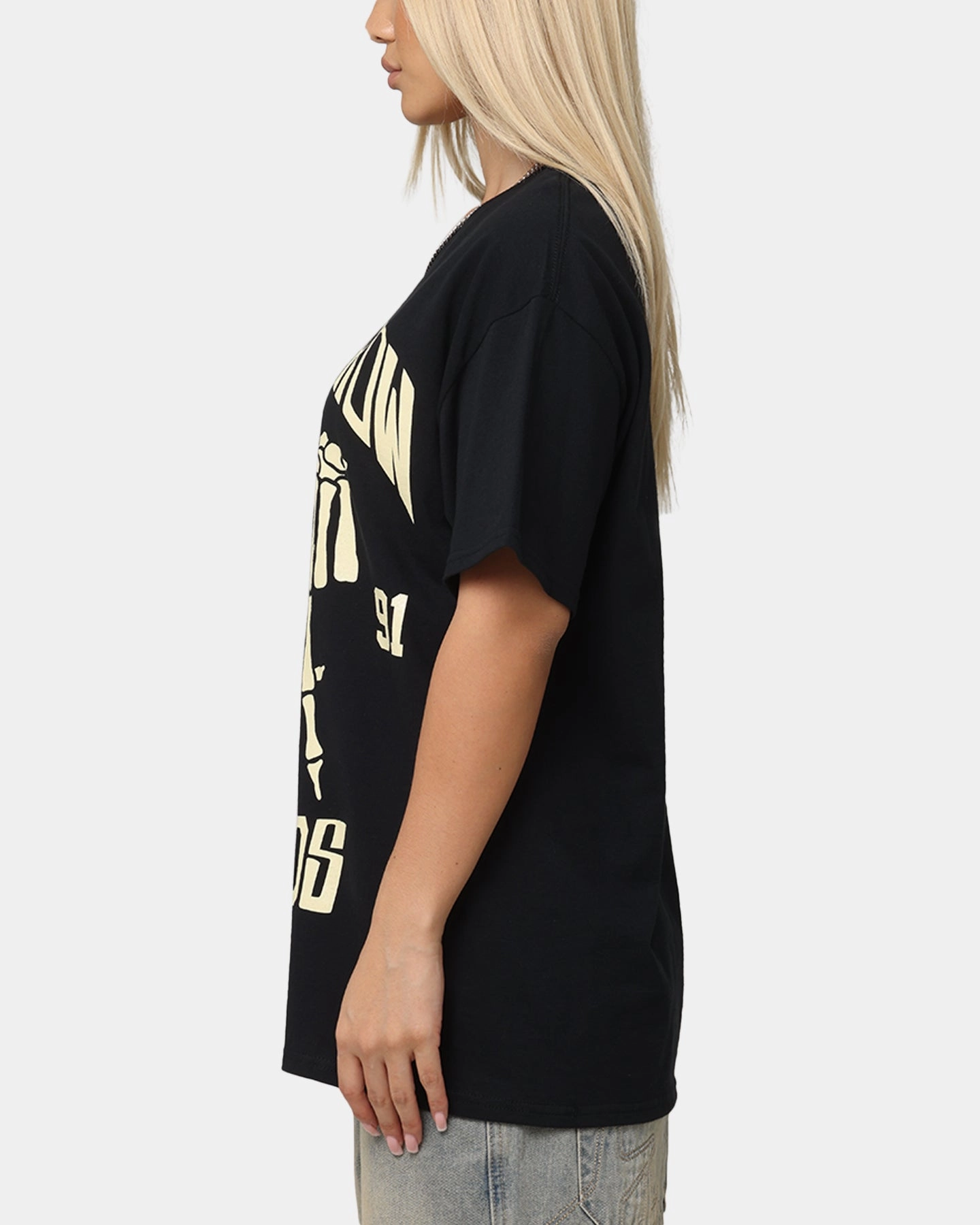 Collared Snag Resistant Surface Deathrow Records LA 91 Bones T-Shirt Black