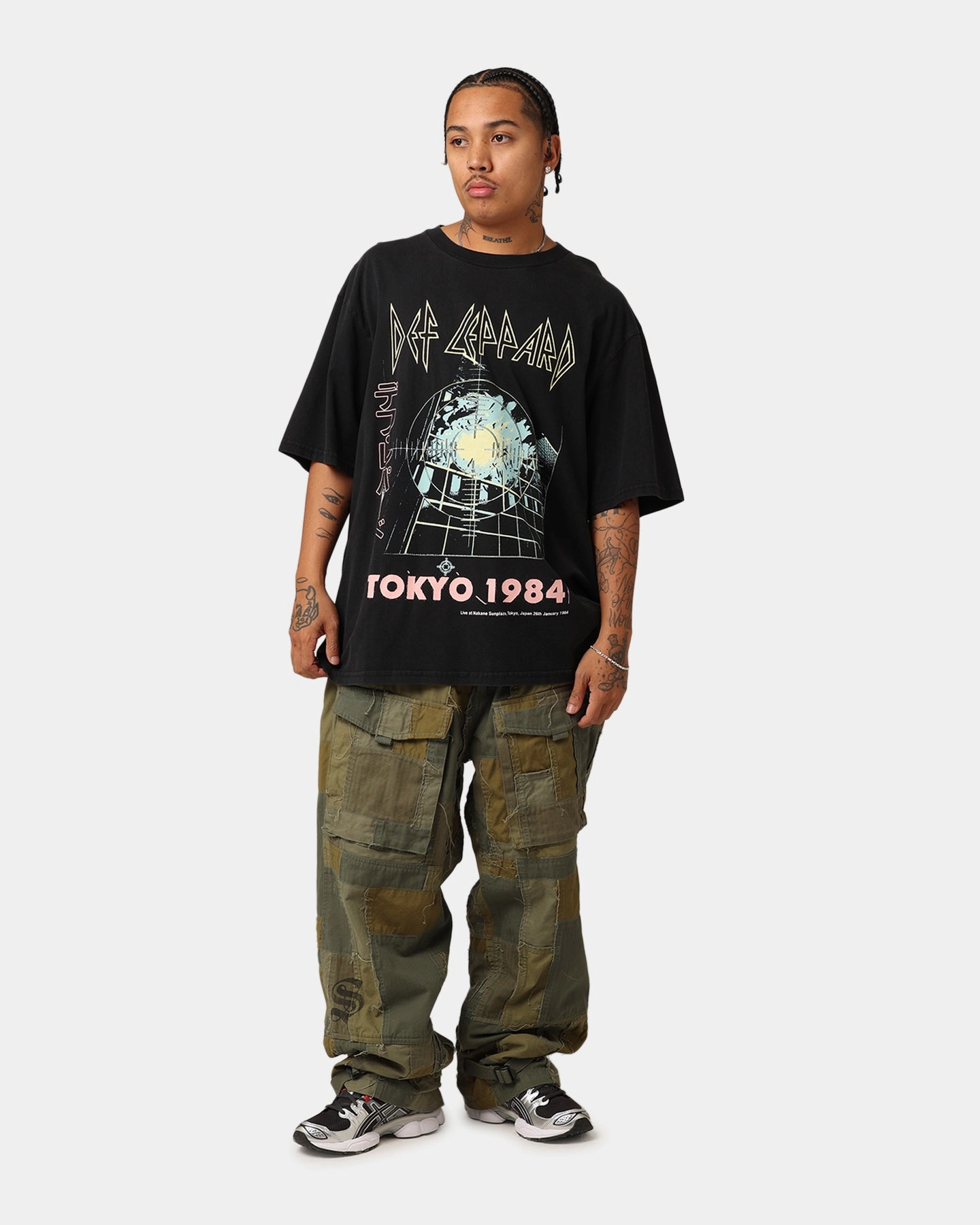 All-Season Wear BreathableFabric Def Leppard Tokyo 1984 Tour T-Shirt Washed Black