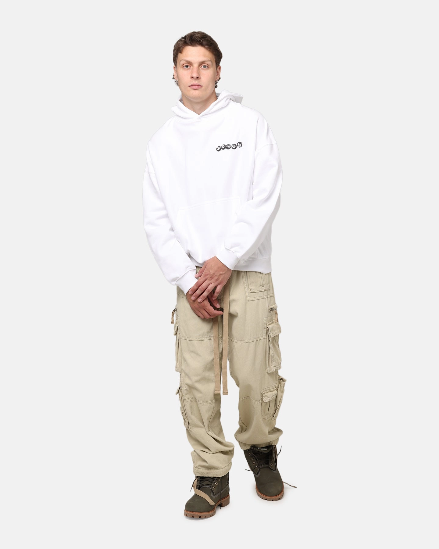 Double Layered Edges AntiStatic Lining Carre Break Hoodie White