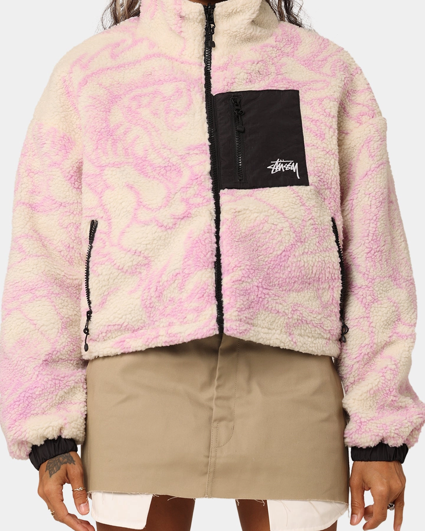 Fresh Look Applaud Stussy Women's Dragon Reversible Work Jacket Pink