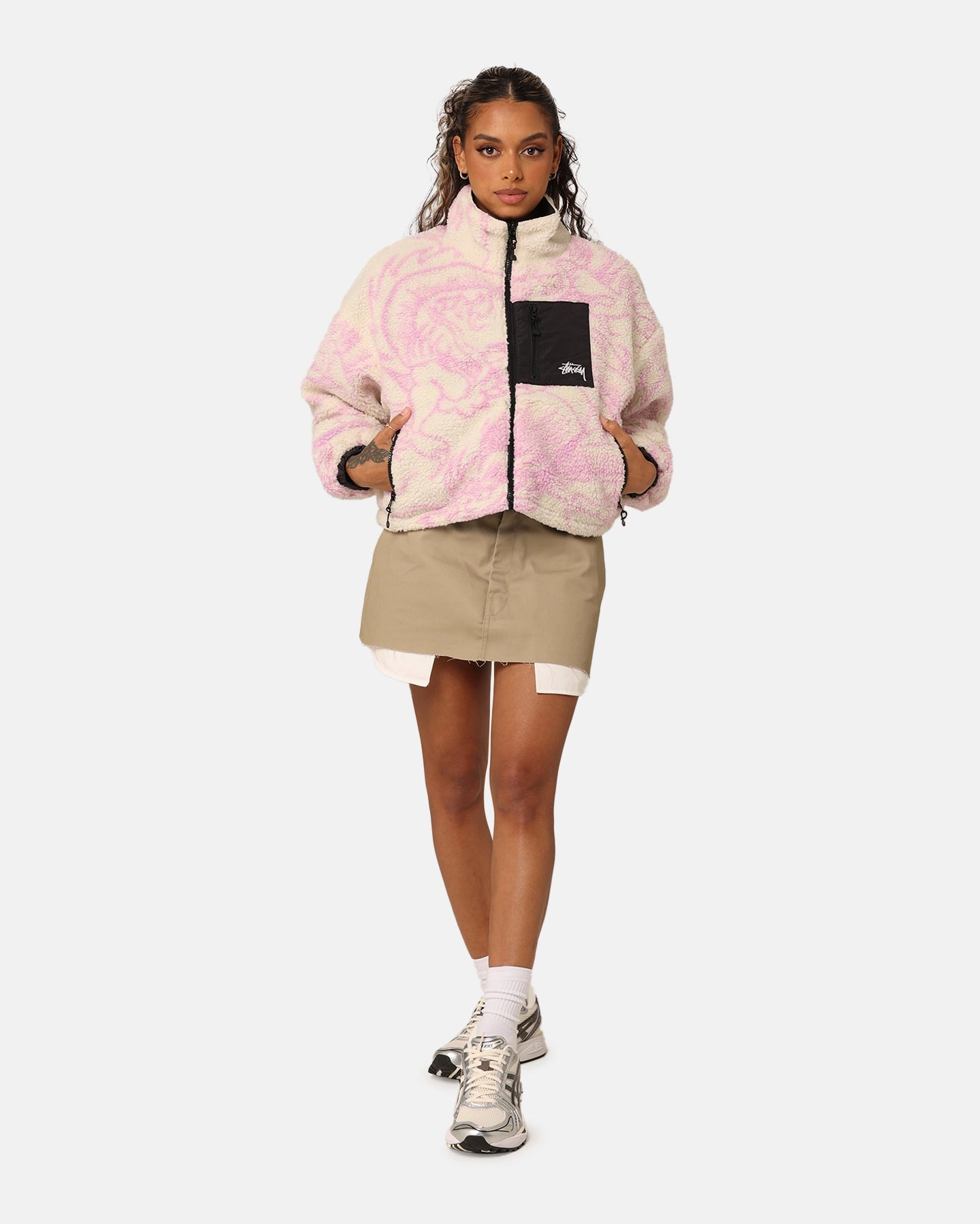 Stussy Women's Dragon Reversible Work Jacket Pink Bicycle