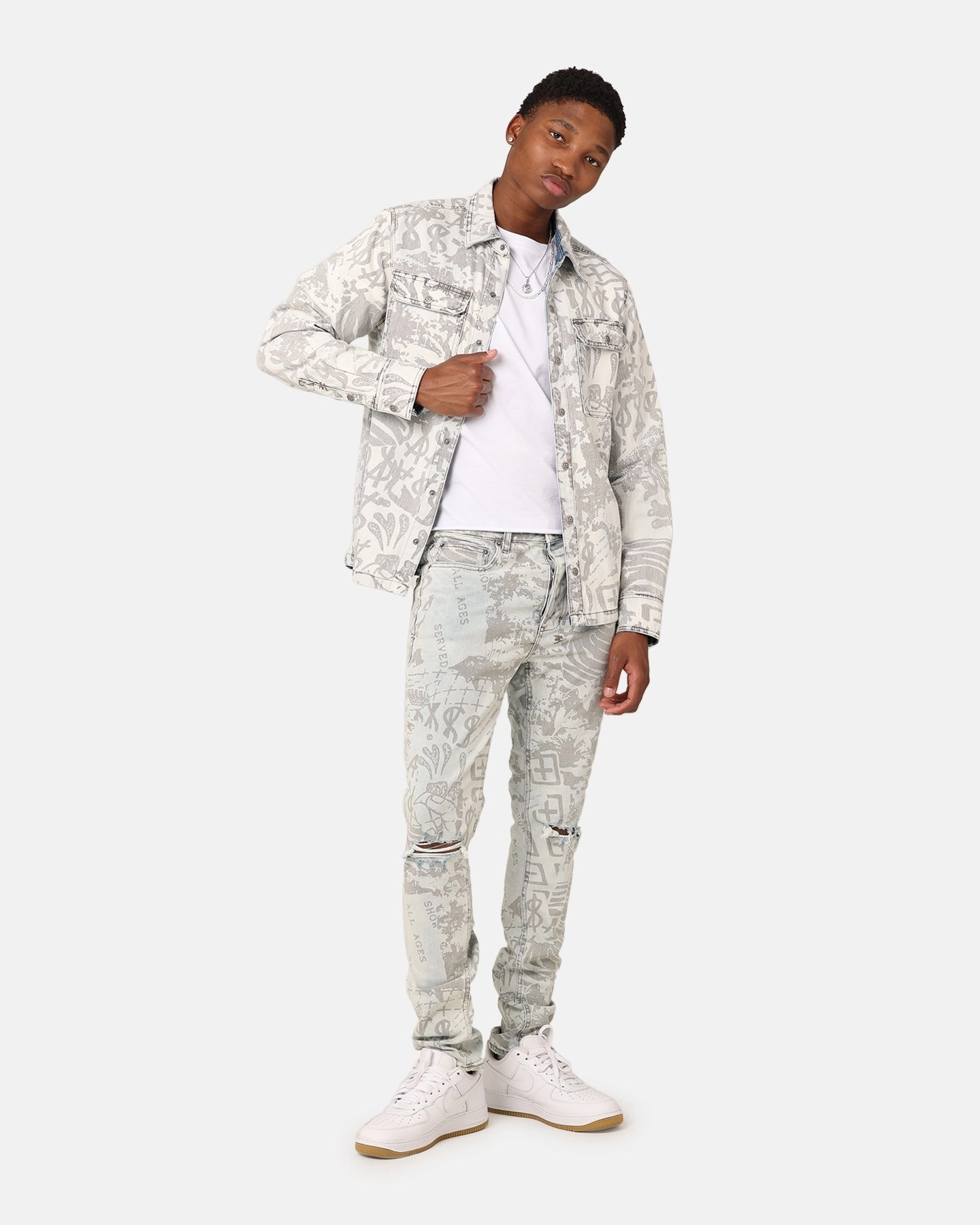 Ksubi Scorpio Long Sleeve Shirt Kollage Icey Denim Budget - friendly