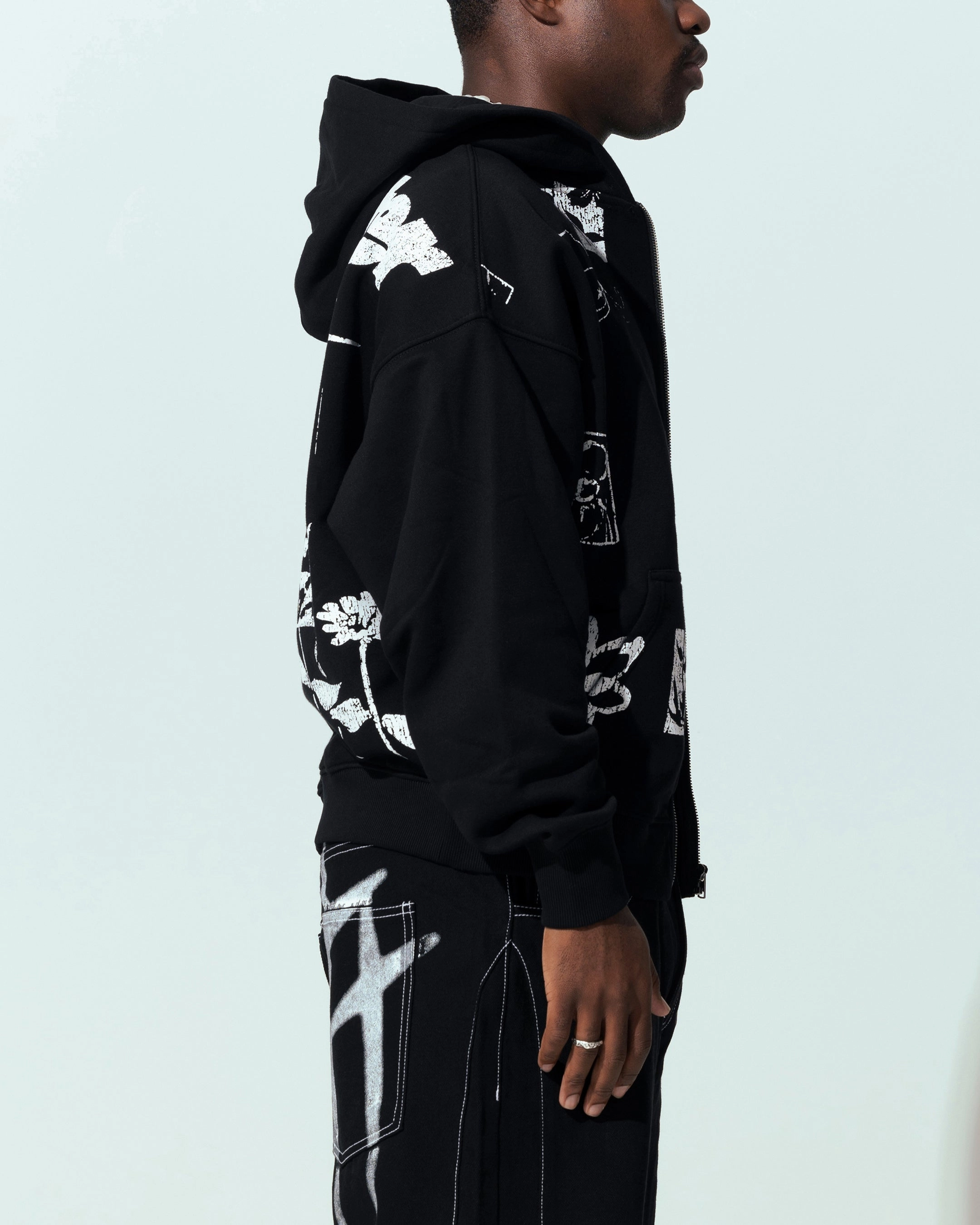 Smell Hiking Jacket Loiter Flower Bed Zip Hoodie Black
